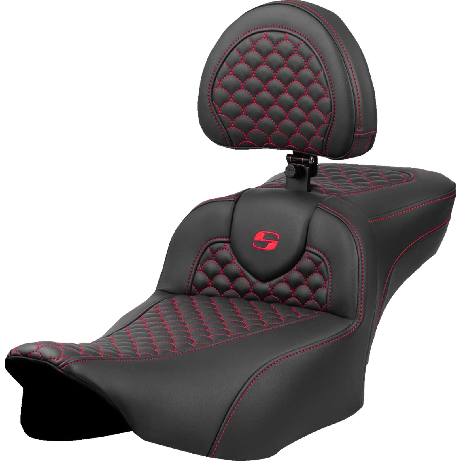 Saddlemen Roadsofa™ Extended Reach Seat - Dragon Scale Stitch - Red Stitch [MPN: 823-07-209B4]_1772760