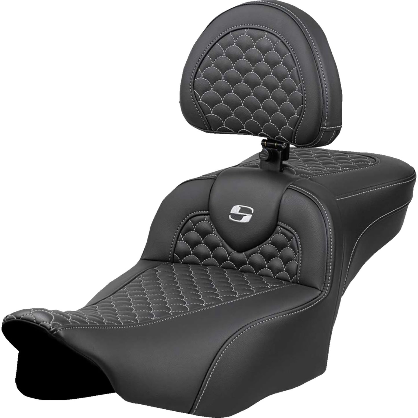 Saddlemen Roadsofa™ Extended Reach Seat - Dragon Scale Stitch - Silver Stitch [MPN: 823-07-209B5]_1772785