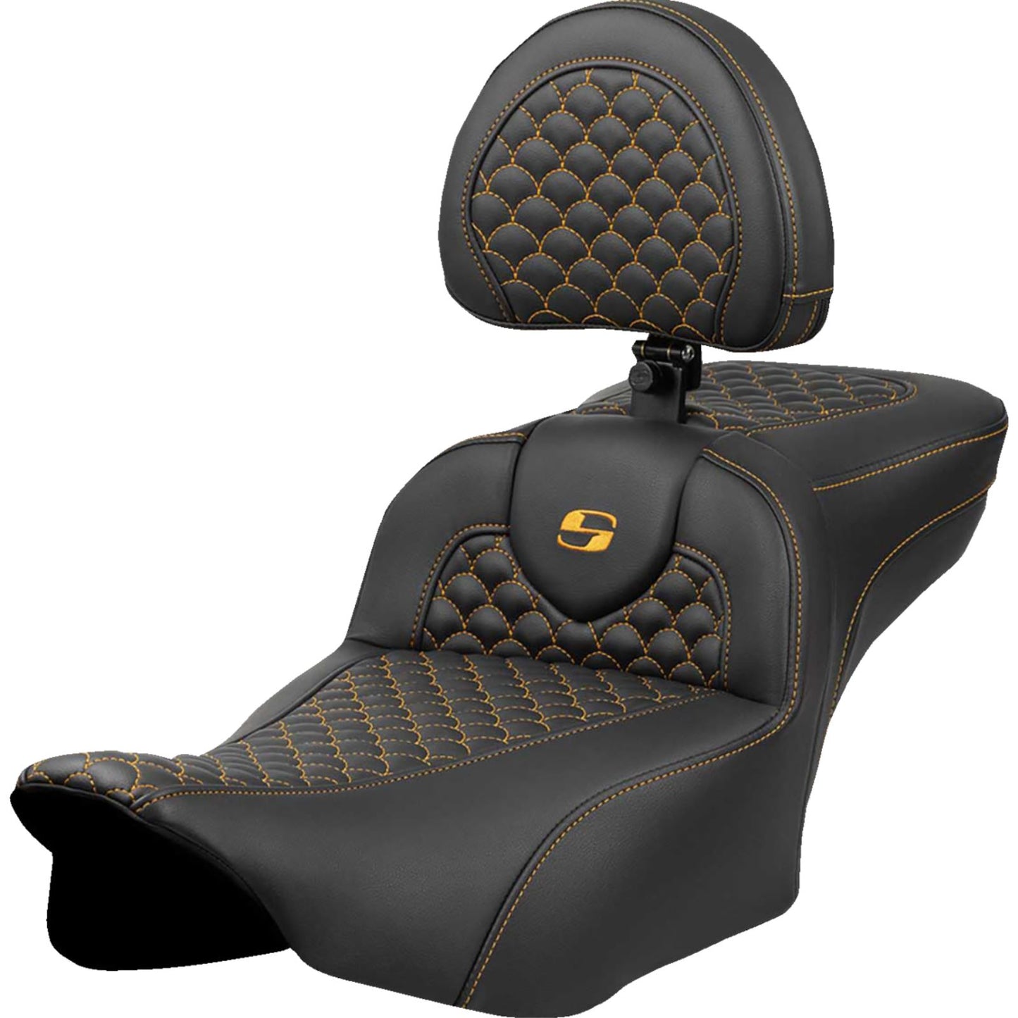 Saddlemen Roadsofa™ Extended Reach Seat - Dragon Scale Stitch - Gold Stitch [MPN: 823-07-209B7]_1772778