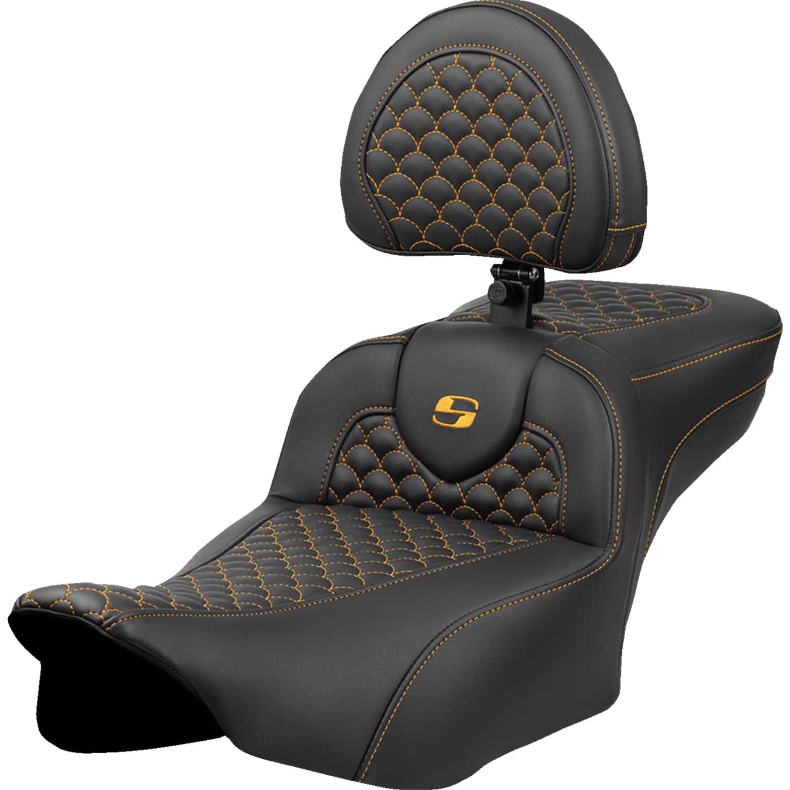 Saddlemen Roadsofa™ Extended Reach Seat - Dragon Scale Stitch - Gold Stitch [MPN: 823-07-209B7]_1772778