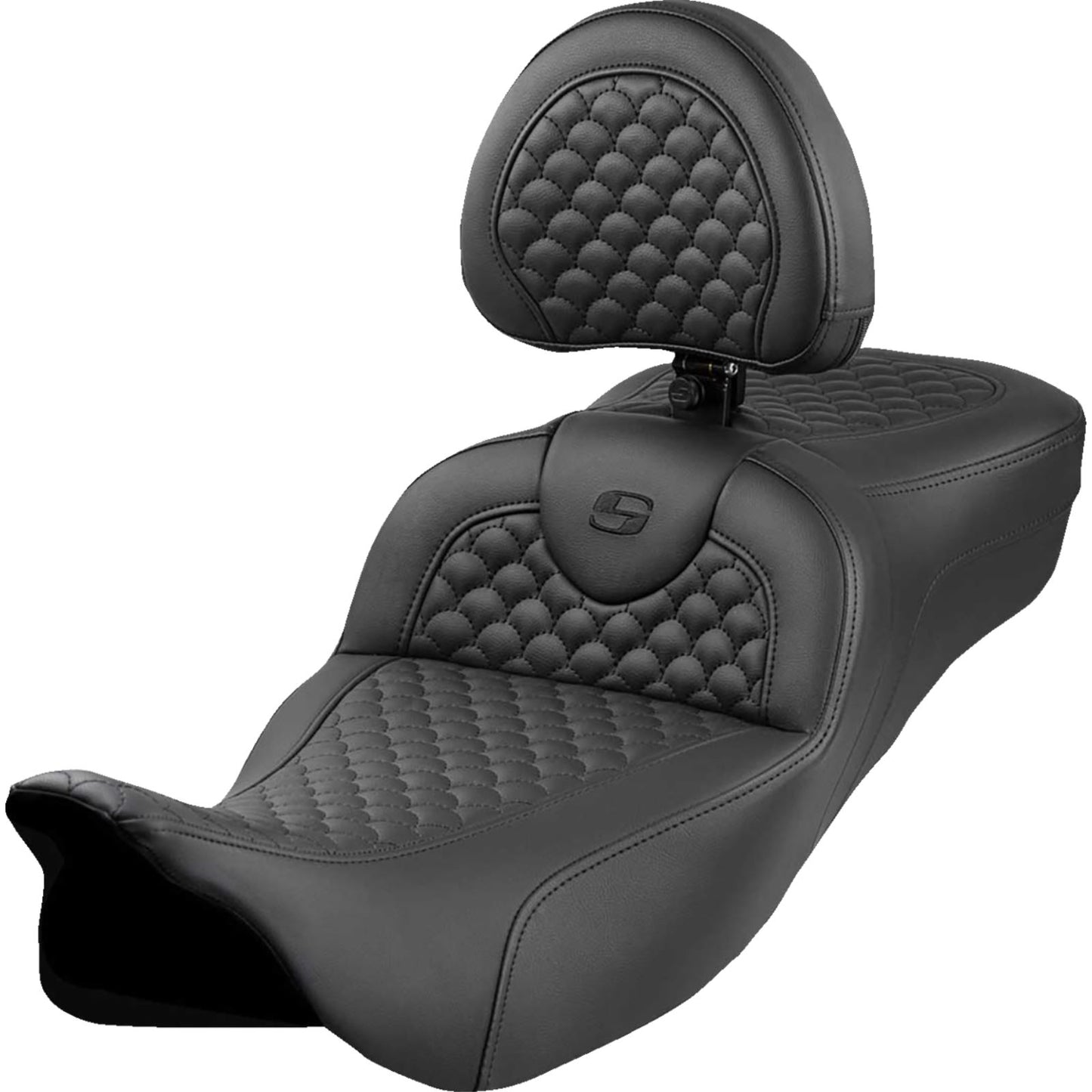 Saddlemen Roadsofa™ Extended Reach Seat - Dragon Scale Stitch - Black Stitch [MPN: 808-07B-209B0]_1772804