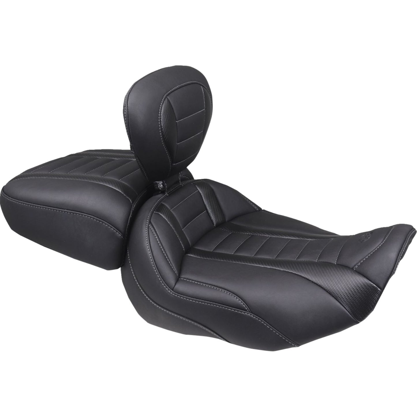 Mustang Motorcycle Products Deluxe Passenger Seat - Wide - Gunmetal Stitch for FLT/FLH '23-'25 [MPN: 88420GM]_1772754