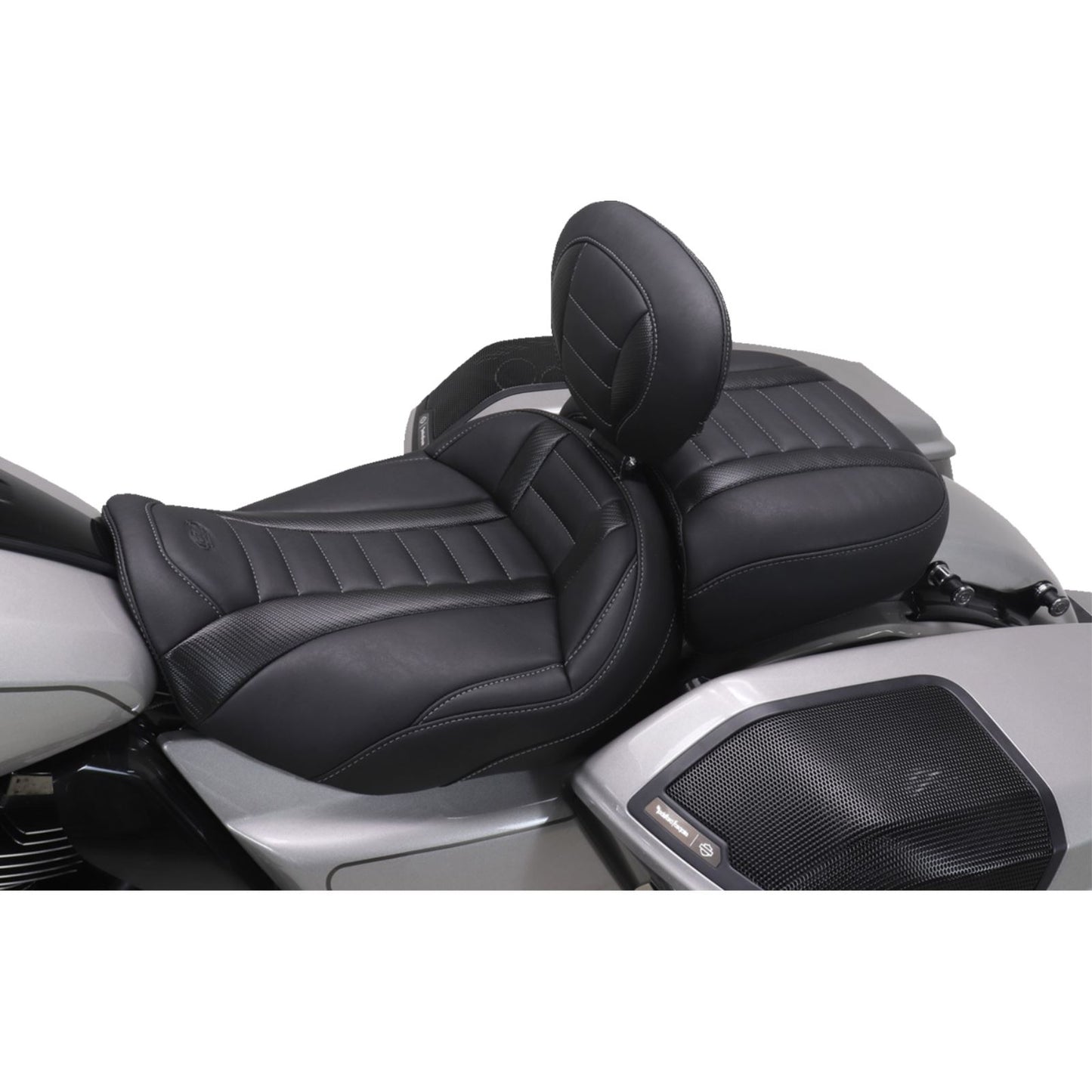Mustang Motorcycle Products Deluxe Passenger Seat - Wide - Gunmetal Stitch for FLT/FLH '23-'25 [MPN: 88420GM]_1772908