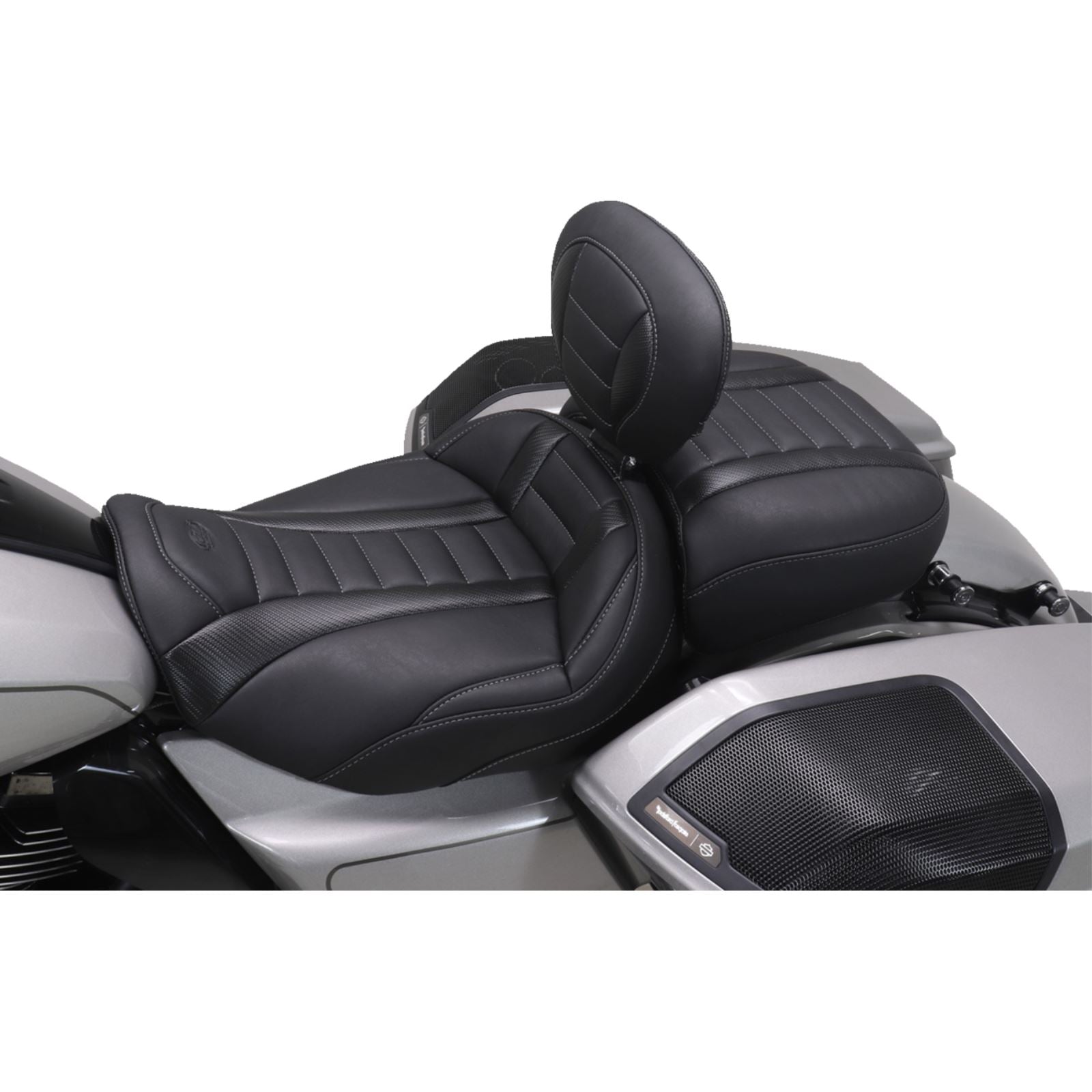 Mustang Motorcycle Products Deluxe Passenger Seat - Wide - Gunmetal Stitch for FLT/FLH '23-'25 [MPN: 88420GM]_1772908
