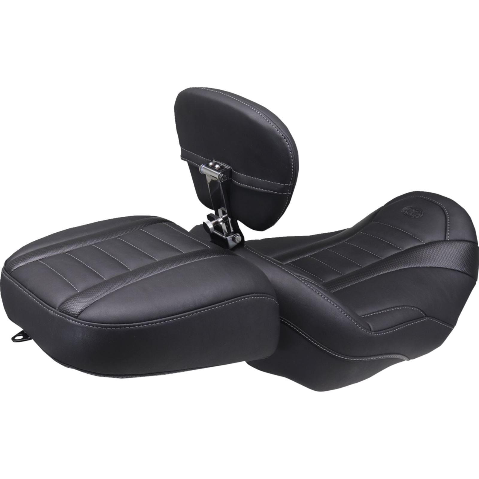 Mustang Motorcycle Products Deluxe Passenger Seat - Wide - Gunmetal Stitch for FLT/FLH '23-'25 [MPN: 88420GM]_1773115
