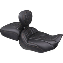 Mustang Motorcycle Products Deluxe Passenger Seat - Wide - Orange Stitch for FLT/FLH '23-'25 [MPN: 88420MO]_1789650