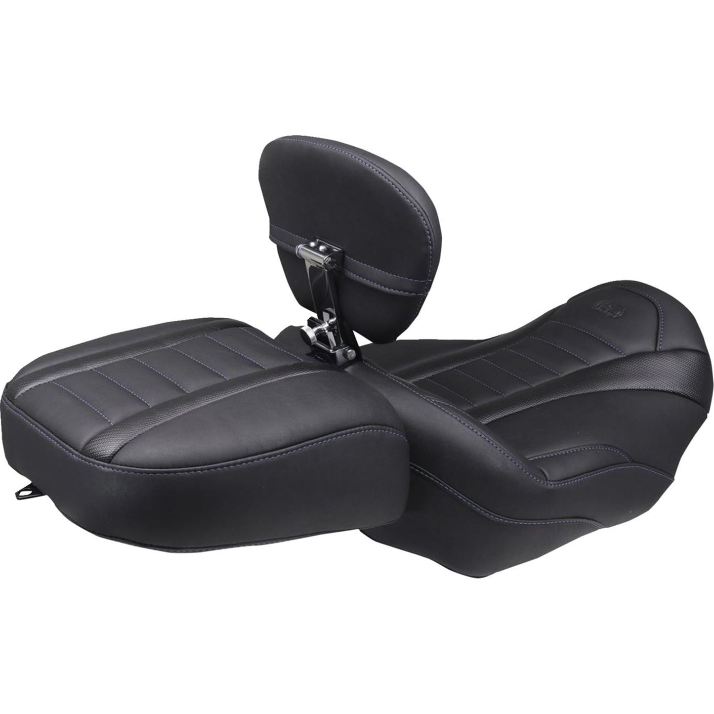 Mustang Motorcycle Products Deluxe Passenger Seat - Wide - Sky Blue Stitch for FLT/FLH '23-'25 [MPN: 88420SB]_1789729