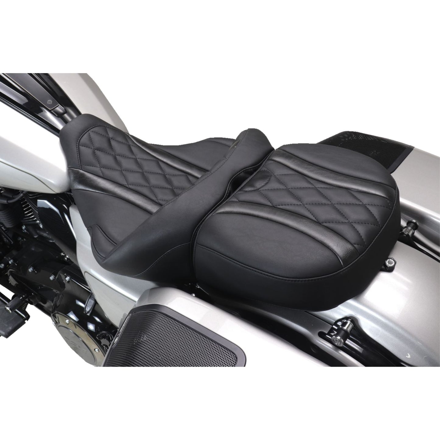 Mustang Motorcycle Products Deluxe One-Piece, 2-Up Seat - Diamond - For FLT/FLH '23-'25_1774224