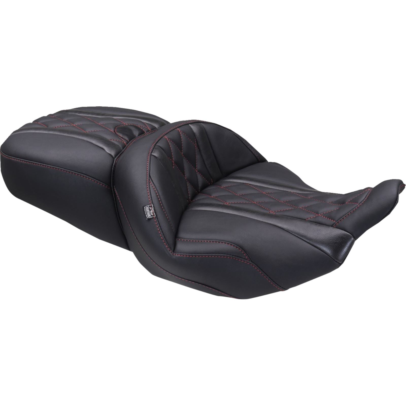 Mustang Motorcycle Products Deluxe One-Piece, 2-Up Seat - Diamond Cherry Stitch for FLT/FLH '23-'25 [MPN: 89411DC]_1772846