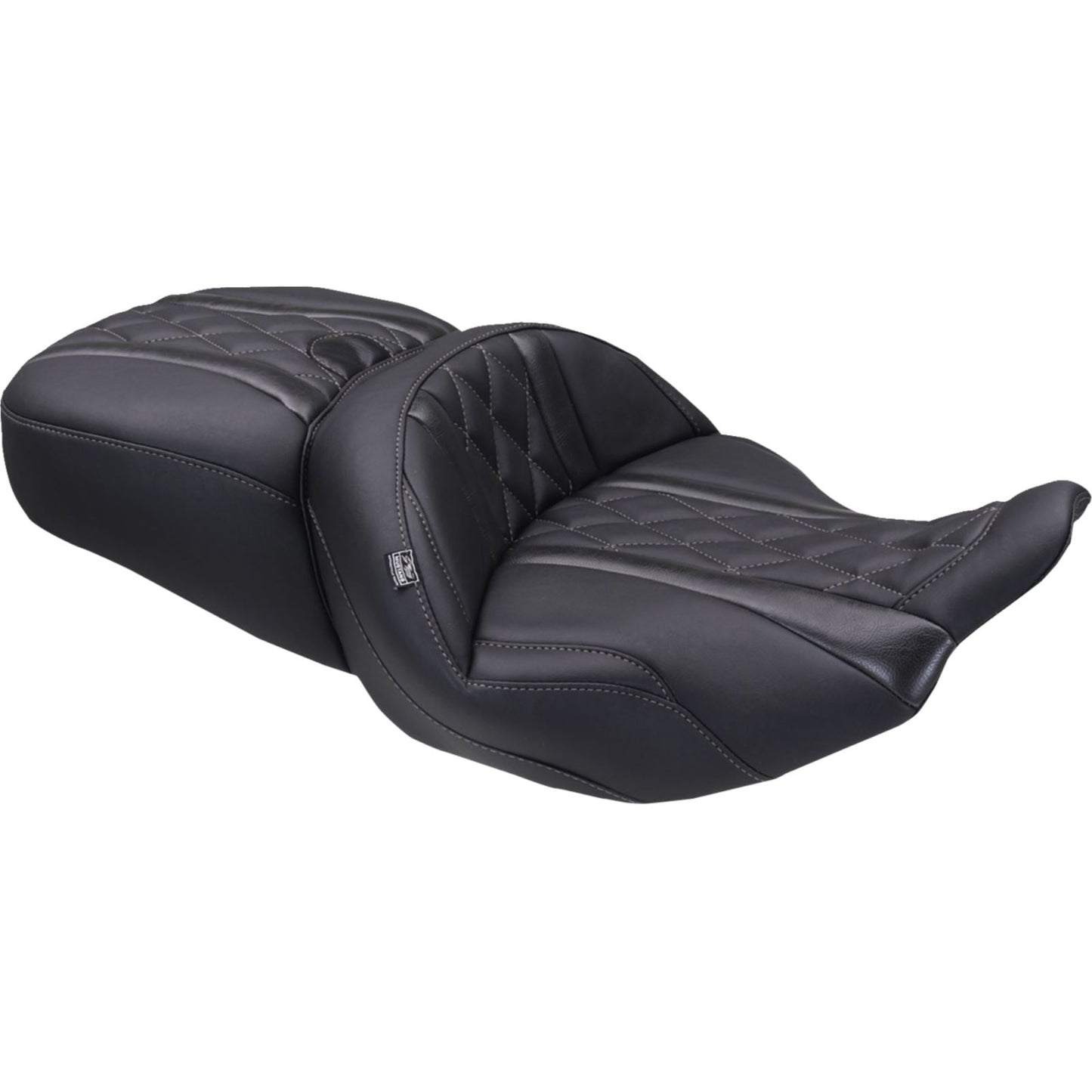 Mustang Motorcycle Products Deluxe One-Piece, 2-Up Seat - Diamond Metal Stitch for FLT/FLH '23-'25 [MPN: 89411GM]_1772818
