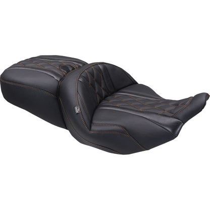 Mustang Motorcycle Products Deluxe One-Piece, 2-Up Seat - Diamond - For FLT/FLH '23-'25_1772844