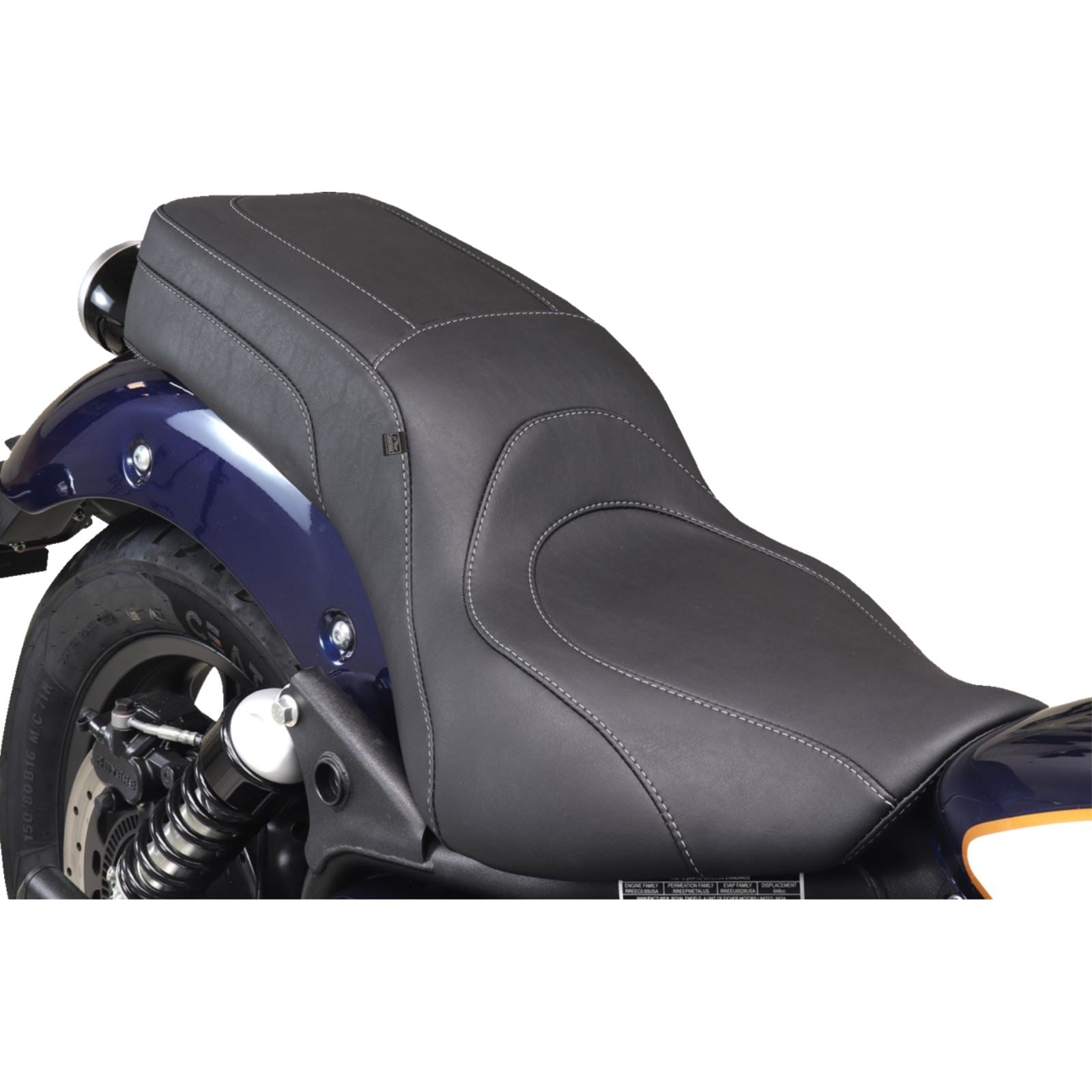 Mustang Motorcycle Products Squareback 2-Up Seat - Black w/ Steel Stitch for Royal Enfield '24 [MPN: 88600ST]_1772801