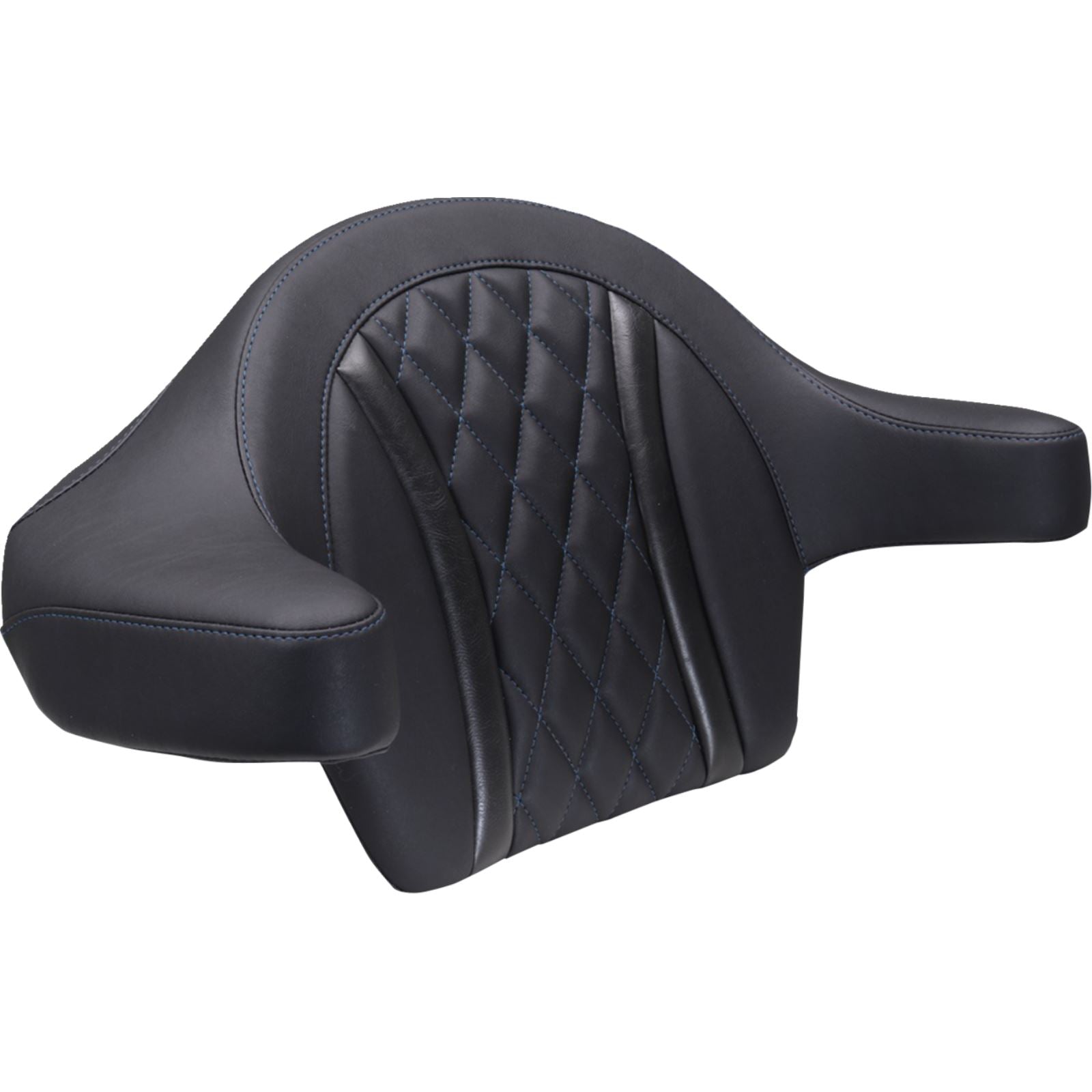 Mustang Motorcycle Products Arm Wrap-around Backrest - Diamond - Sky Blue Stitch for FLT/FLH '23-'25 [MPN: 88430SB]_1774140