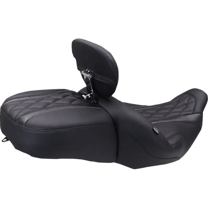 Mustang Motorcycle Products Deluxe Driver Backrest - Diamond - Black Stitching for FLT/FLH '23-'25 [MPN: 89460]_1772887