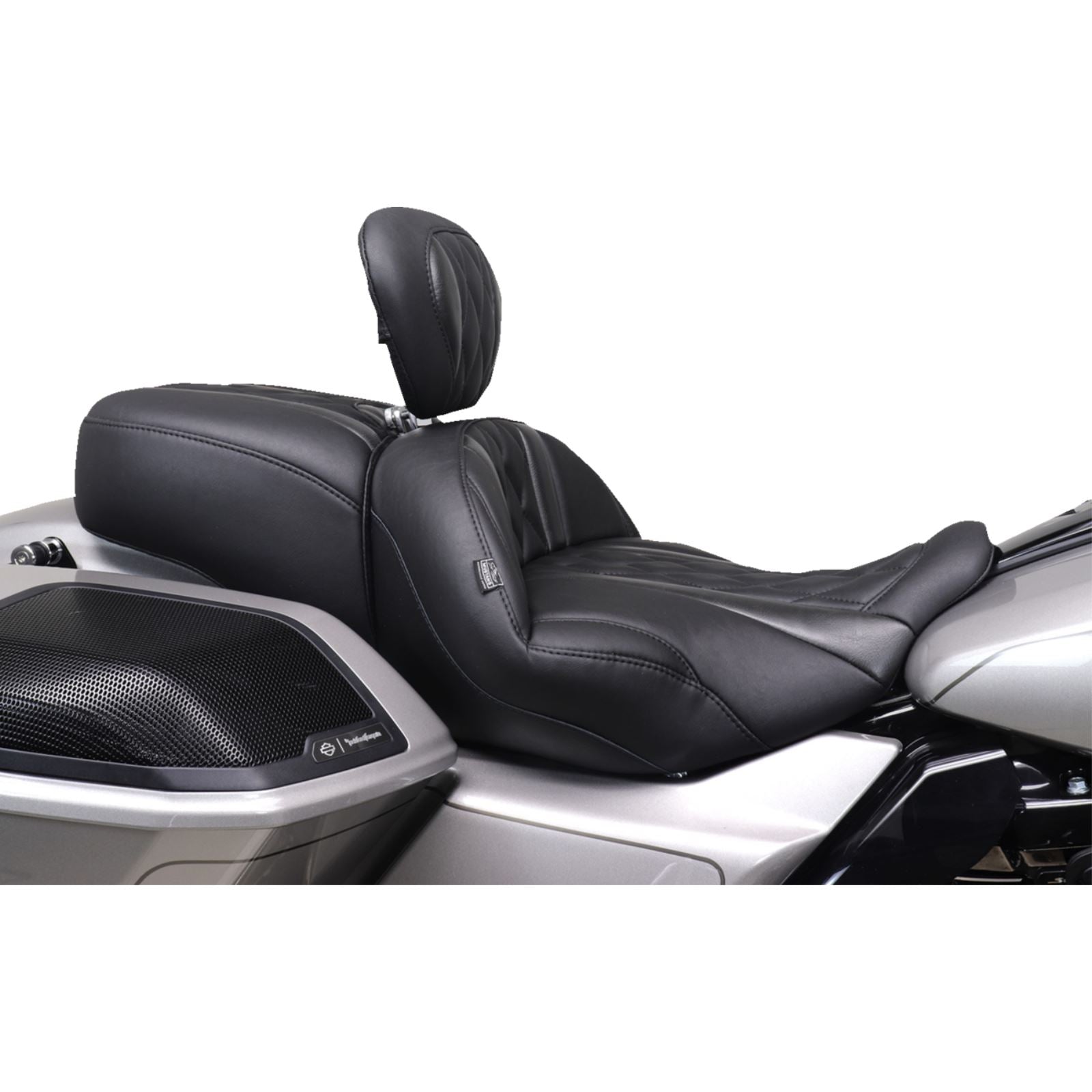 Mustang Motorcycle Products Deluxe Driver Backrest - Diamond - Black Stitching for FLT/FLH '23-'25 [MPN: 89460]_1772888