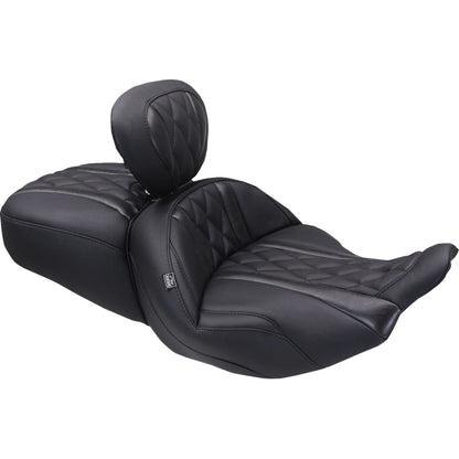 Mustang Motorcycle Products Deluxe Driver Backrest - Diamond - Black Stitching for FLT/FLH '23-'25 [MPN: 89460]_1772889