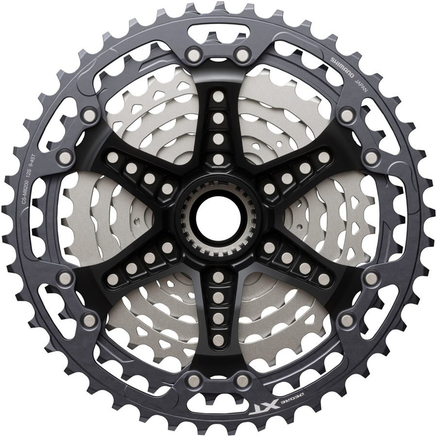 Shimano Deore XT CS-M8200-12 Cassette - 12-Speed, 9-45t, Gray/Silver [MPN: ICSM8200945]_1923220
