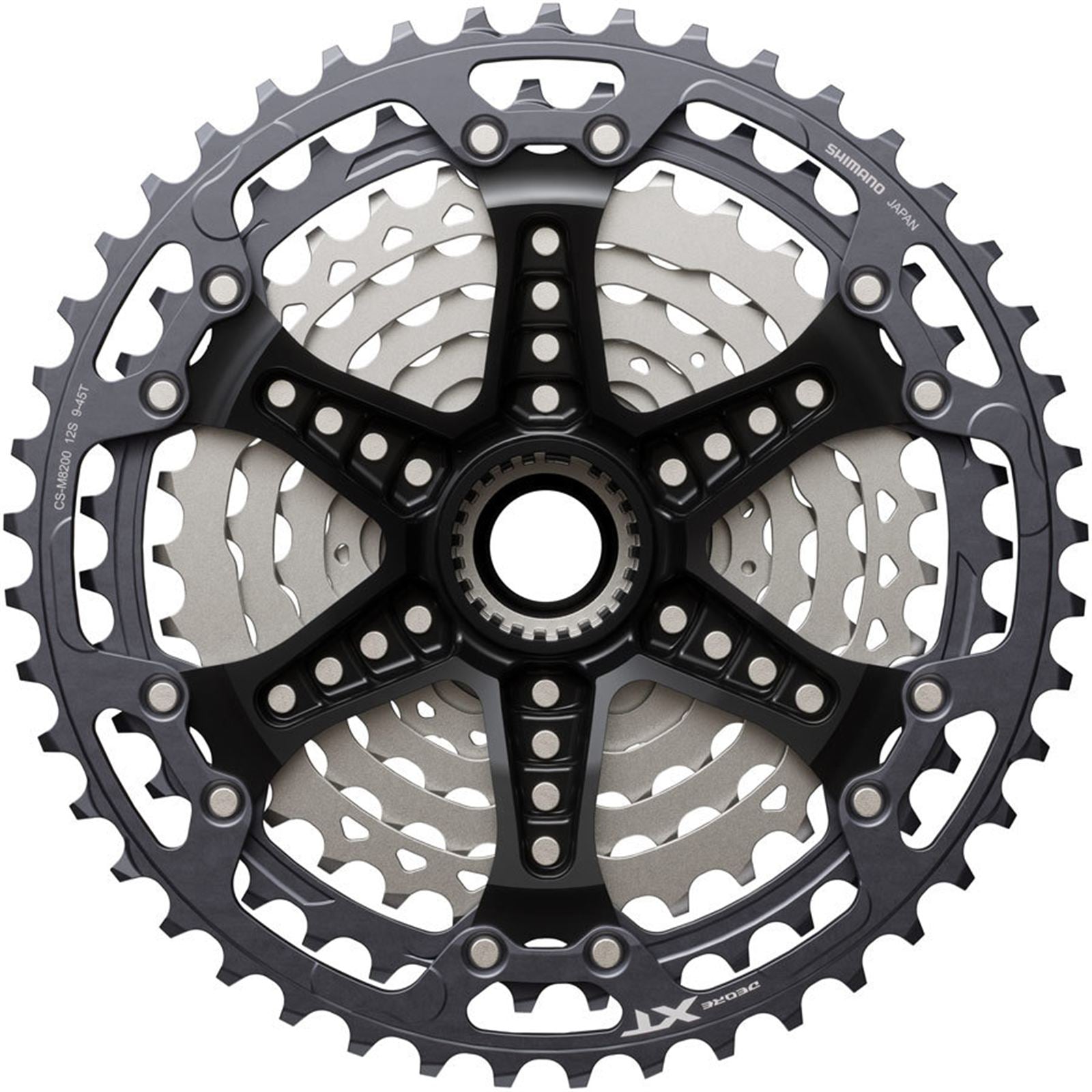 Shimano Deore XT CS-M8200-12 Cassette - 12-Speed, 9-45t, Gray/Silver [MPN: ICSM8200945]_1923220
