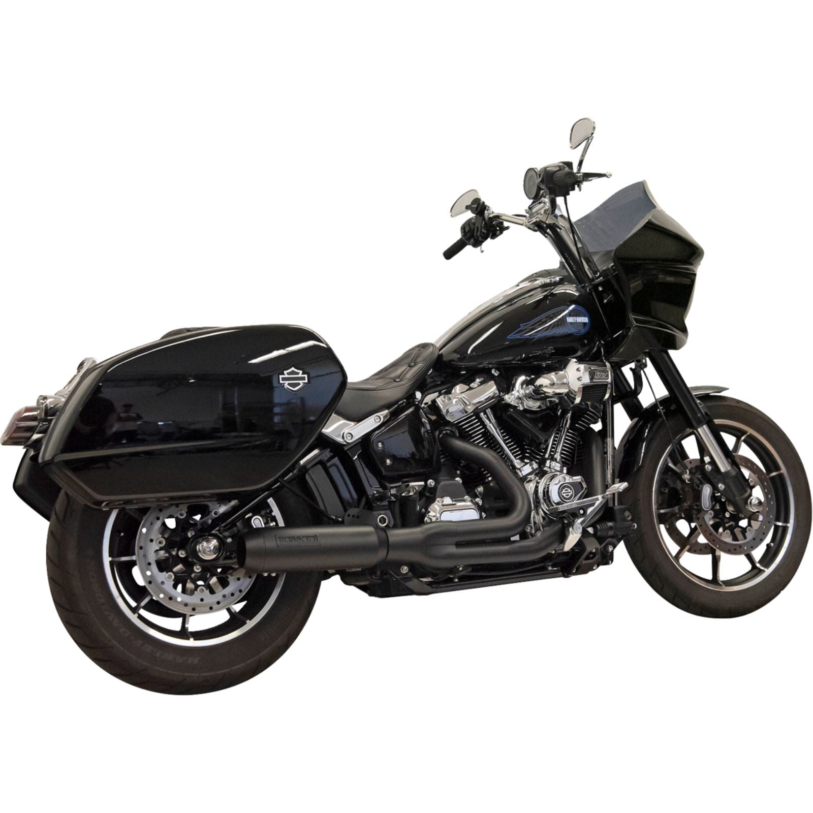 Bassani Manufacturing 2-into-1 Exhaust System with Superbike Muffler - 4" - Black for Softail M8 [MPN: 1S78B]_1777464