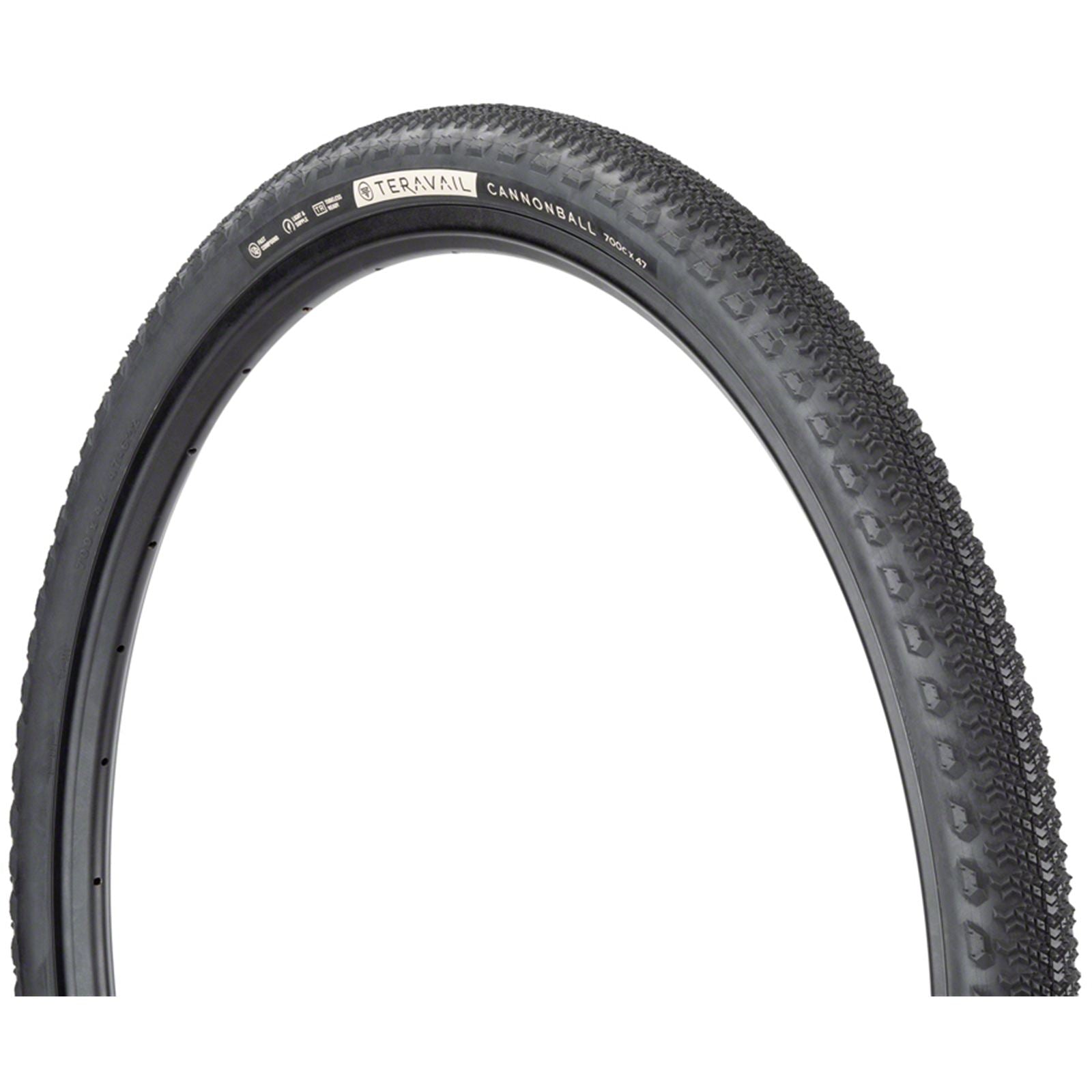 Teravail Cannonball Tire - 700 x 47, Tubeless, Folding, Black, Durable [MPN: 19-000148]_1932513