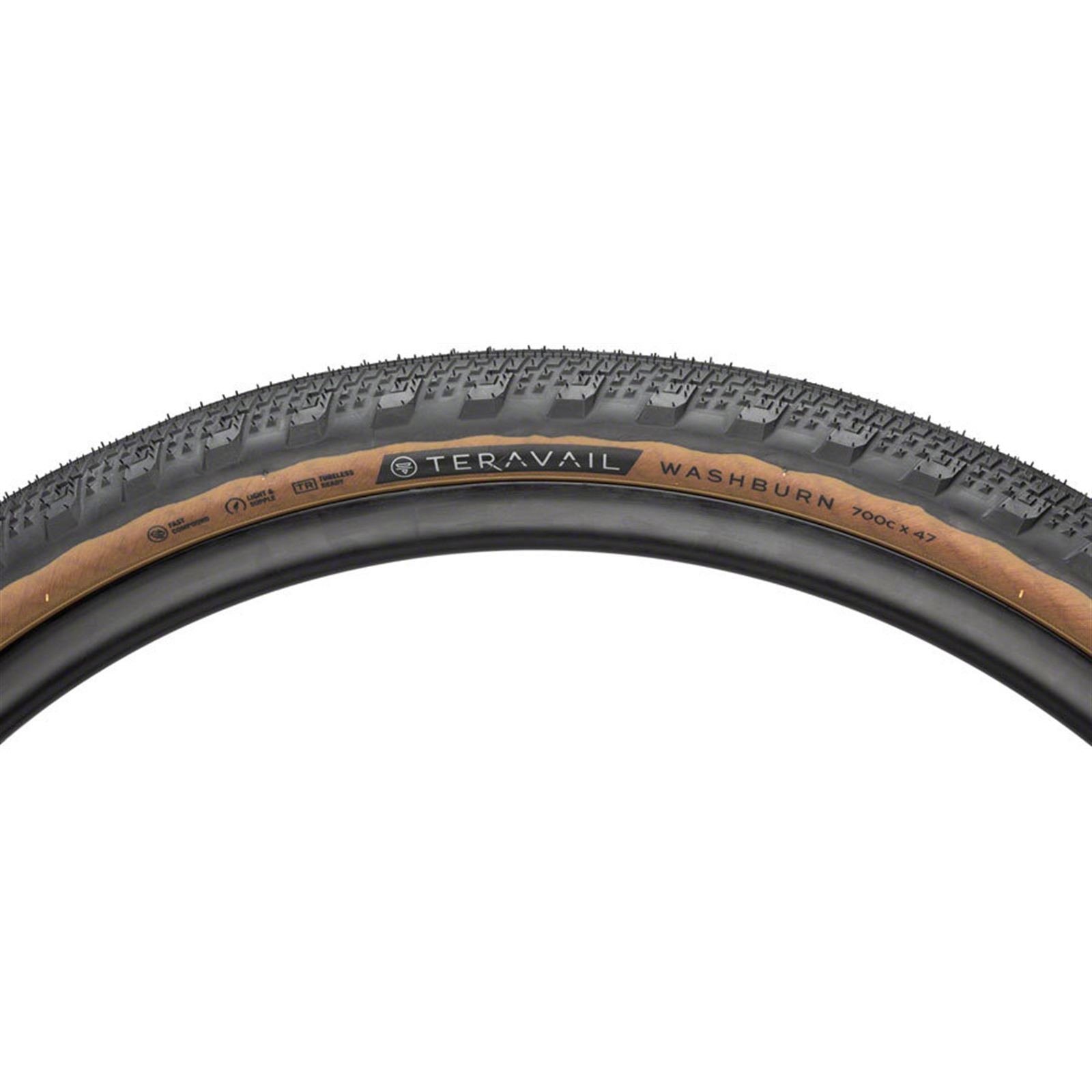 Teravail Washburn Tire - 700 x 47, Tubeless, Folding, Tan, Durable [MPN: 19-000174]_1932377