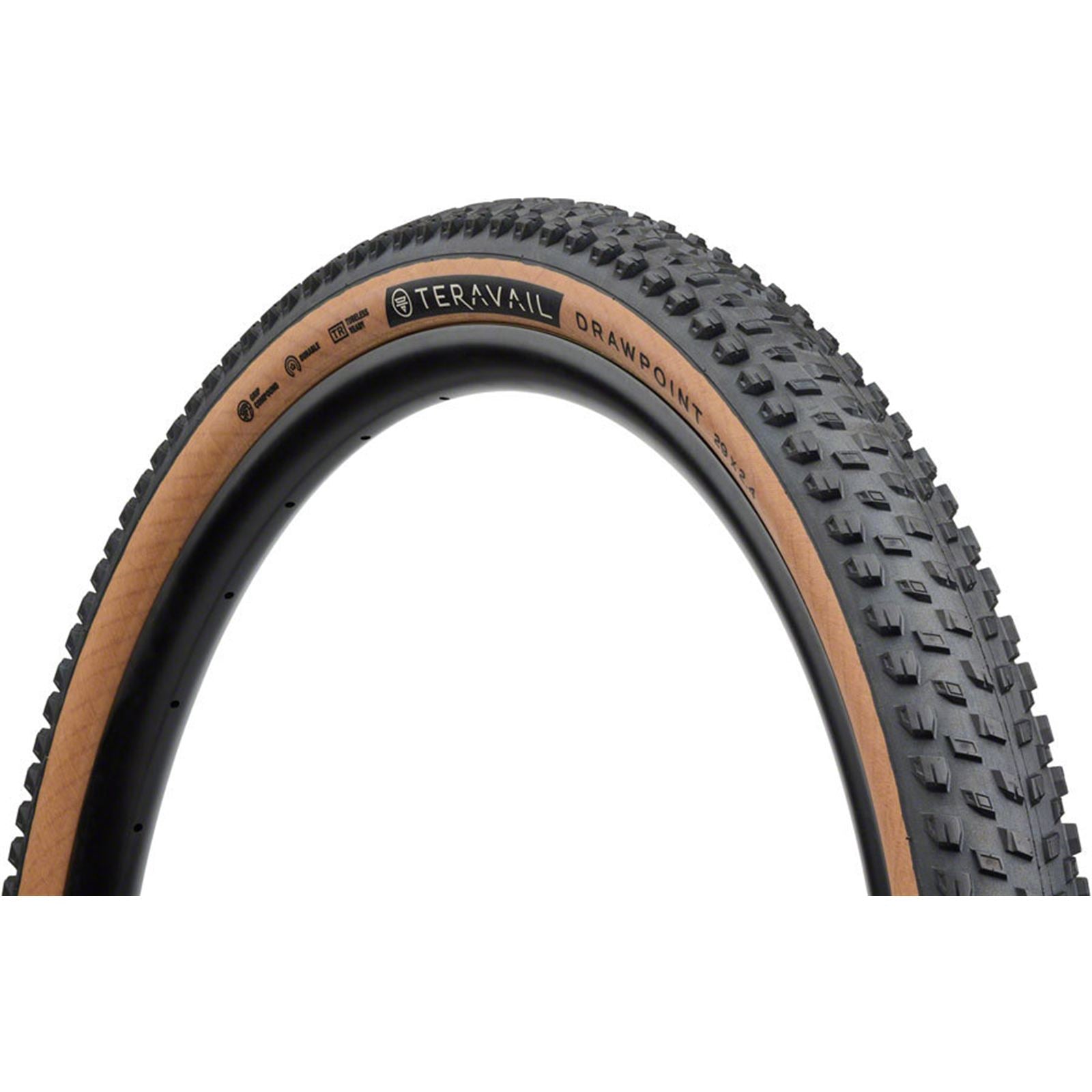 Teravail Drawpoint Tire - 29 x 2.4, Tubeless, Folding, Tan, Light Trail [MPN: 19-000547]_1932666