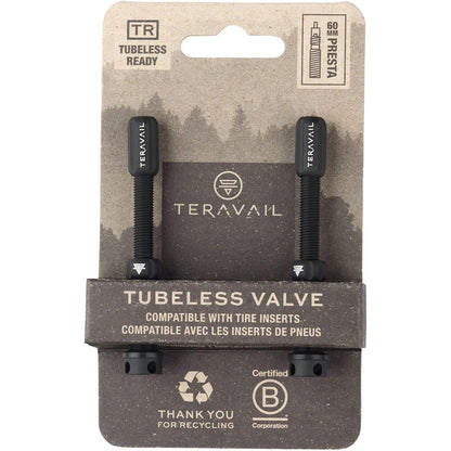 Teravail Alloy Tubeless Valves - Pair - 60mm - Matte Black [MPN: 19-000178-A]_1926403
