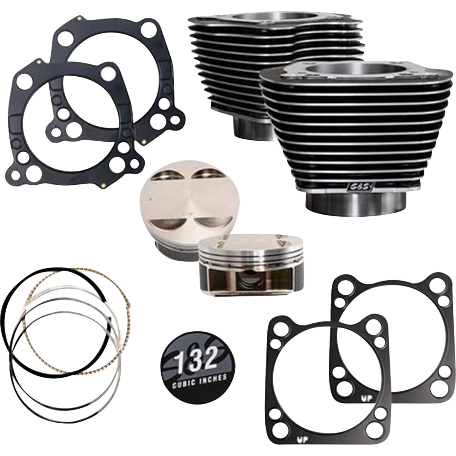 S&S Cycle 132" Cylinder Kit - 4.500" Stroke Black Granite w/Highlighted Fins M8 [MPN: 910-0847A]_1783048