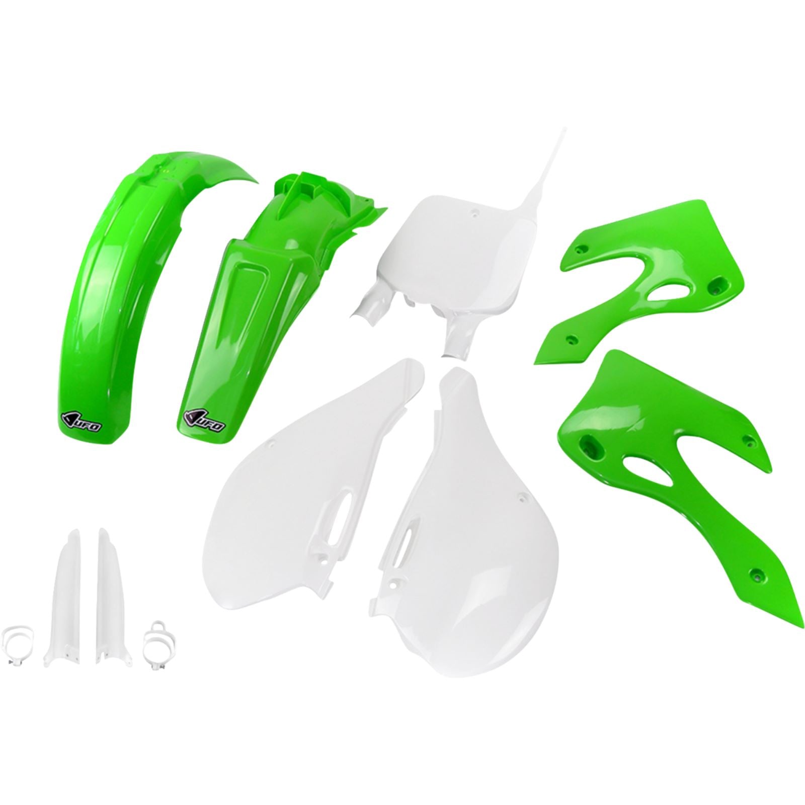 UFO Plastics Body Kit - Green/White for KX 125/250 '99-'02 [MPN: KAKIT200F@999]_1783238