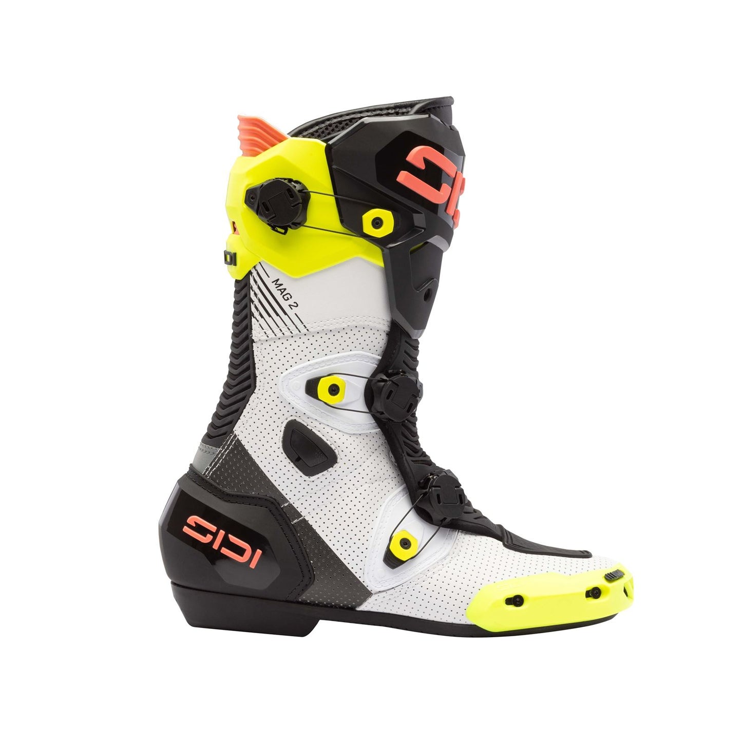 Sidi - Powersports MAG 2 Air Motorcycle Boots - Fluo Yellow/Fluo Coral - Size 43 [MPN: 000MVMAG2AIRYEL]_1996529
