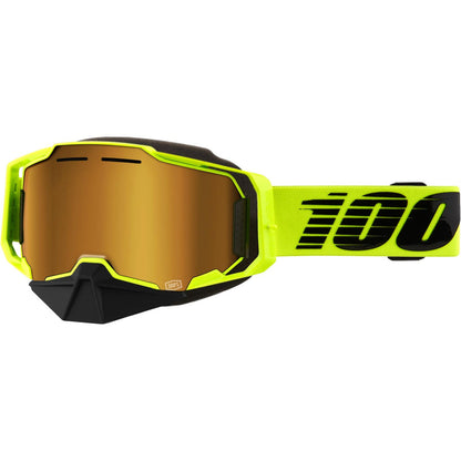 100% Armega Snowmobile Goggles - Neon Yellow with Gold Mirror Lens [MPN: 50008-10009]_1946919