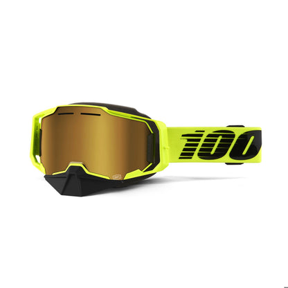 100% Armega Snowmobile Goggles - Neon Yellow with Gold Mirror Lens [MPN: 50008-10009]_1984357
