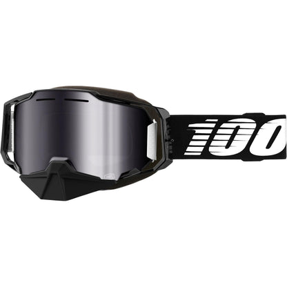 100% Armega Snowmobile Goggles - Black/Silver Flash Mirror Lens [MPN: 50008-10007]_1946912