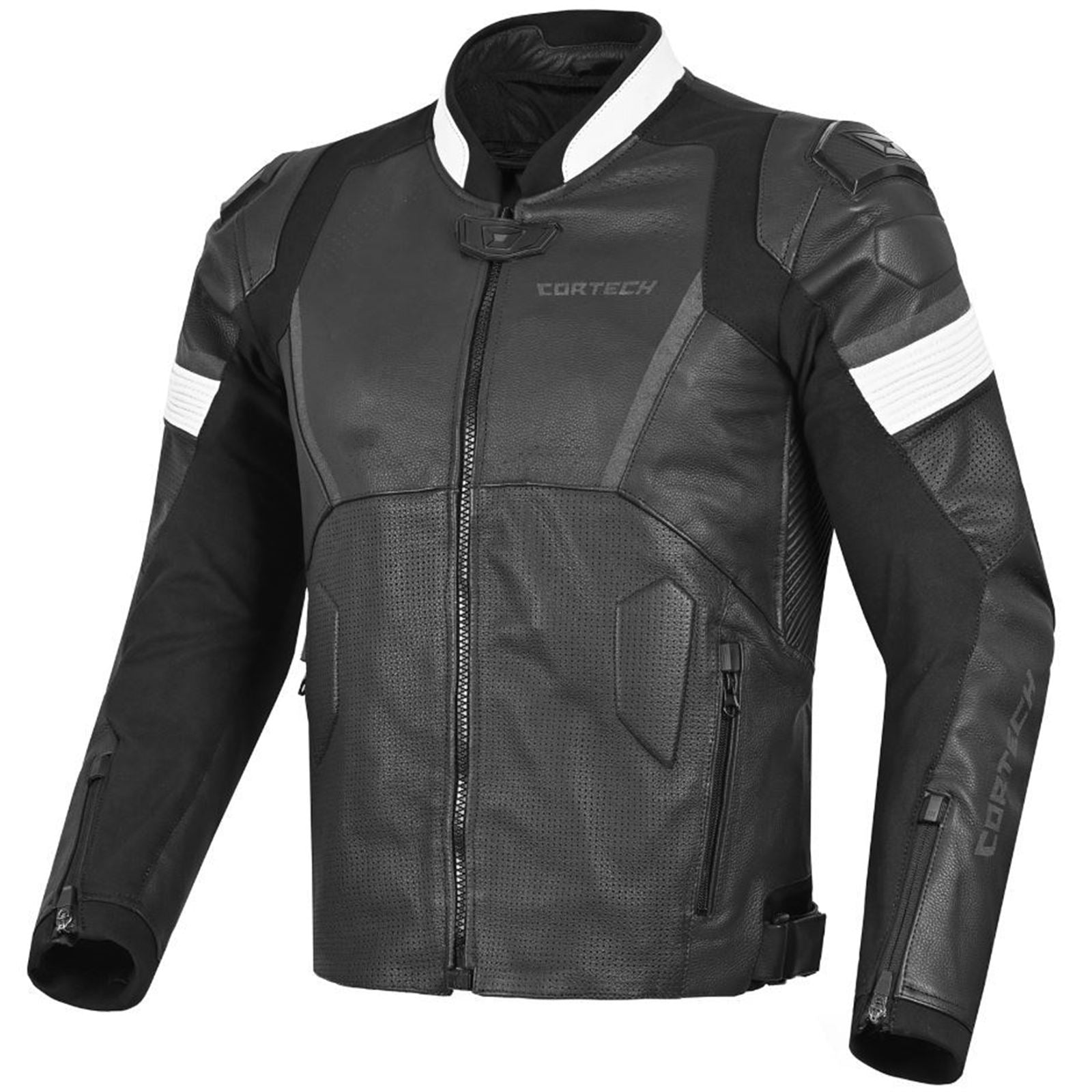 Cortech Revo Leather Jacket - Black/White - Medium [MPN: REVOLTHRJKT BK/]_2058020