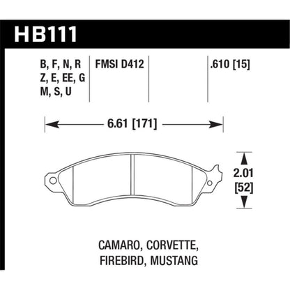 Hawk Performance Heavy Duty Brake Pads High Performance - Front Pads  [MPN: HB111F.610]_1798998