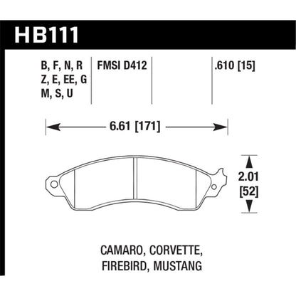Hawk Performance Heavy Duty Brake Pads High Performance - Front Pads  [MPN: HB111F.610]_1803747