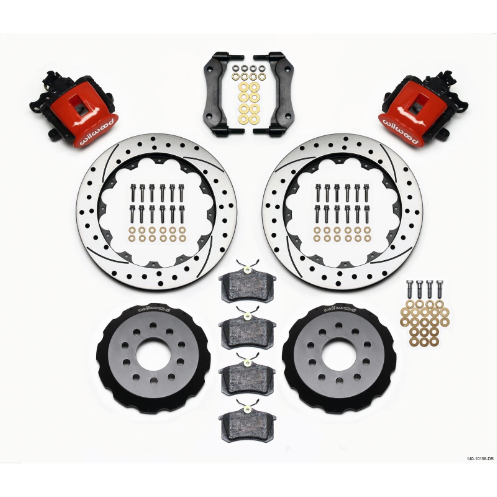 Wilwood Parking Brake Rear Kit 12.88in Drilled Red for Mustang 94-04 [MPN: 140-10158-DR]_1816966