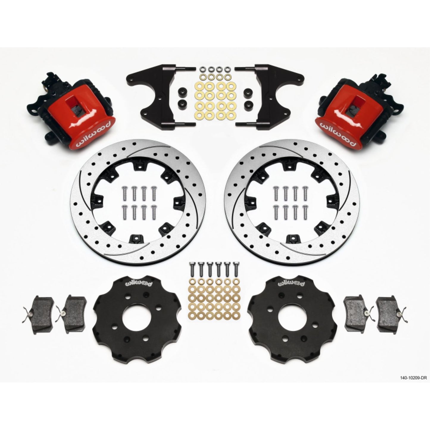 Wilwood Comb Parking Brake Rear Kit 12.19in Drilled Red for Civic/Integra [MPN: 140-10209-DR]_1817302