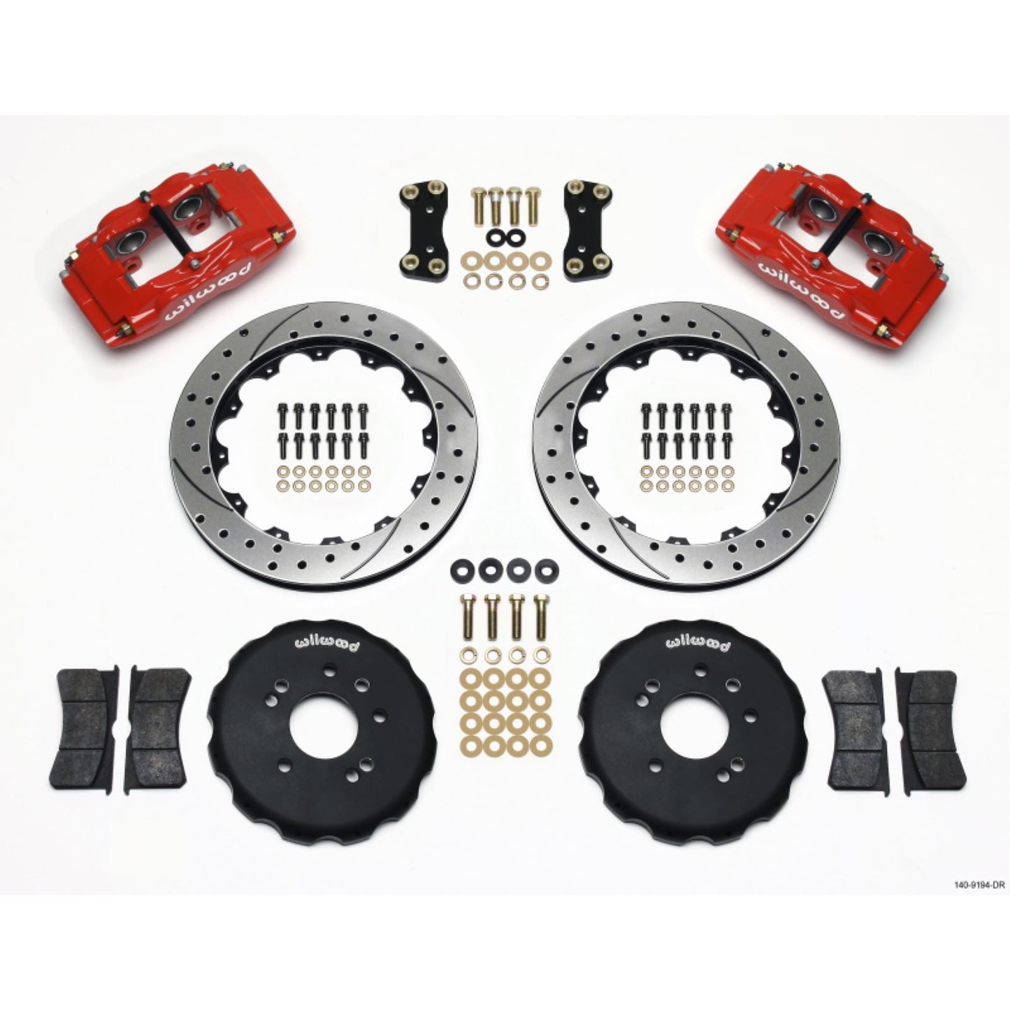 Wilwood FSLI4 Front Hat Kit 13.00in Drilled - Red for Nissan 240SX [MPN: 140-9194-DR]_1817465