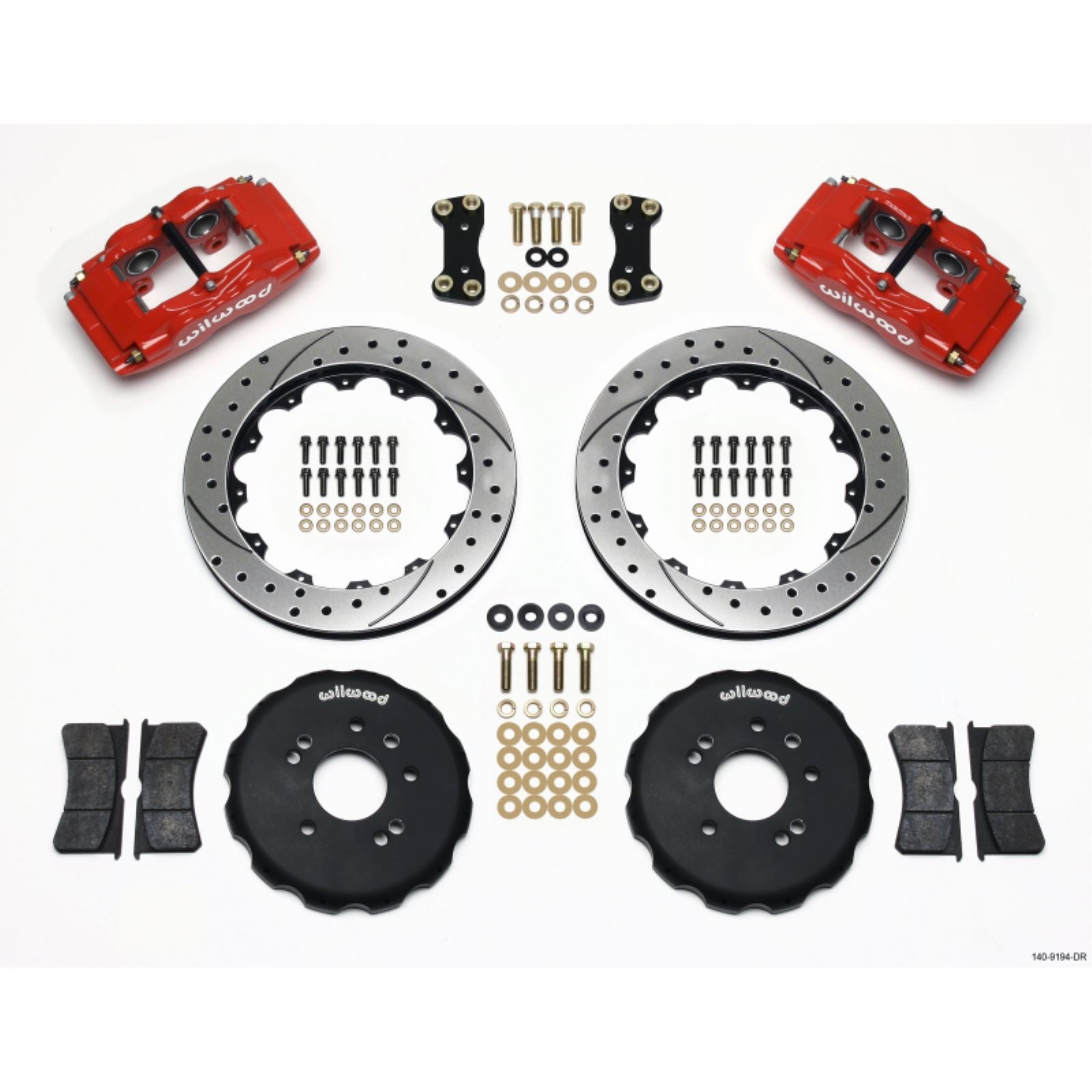 Wilwood FSLI4 Front Hat Kit 13.00in Drilled - Red for Nissan 240SX [MPN: 140-9194-DR]_1817465