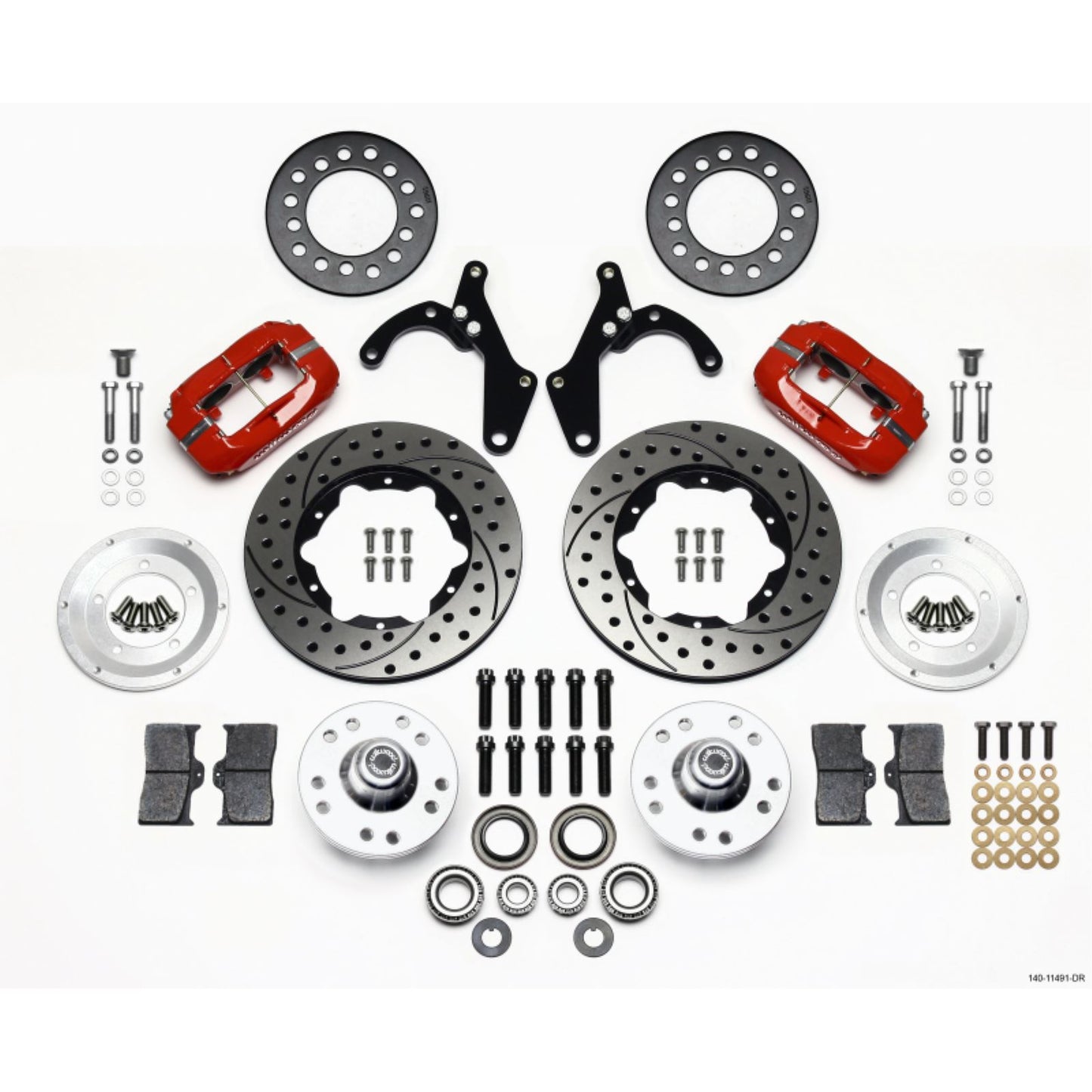 Wilwood Forged Dynalite Front Kit 11.00in Drill - Red for 55-57 Chevy [MPN: 140-11491-DR]_1817604