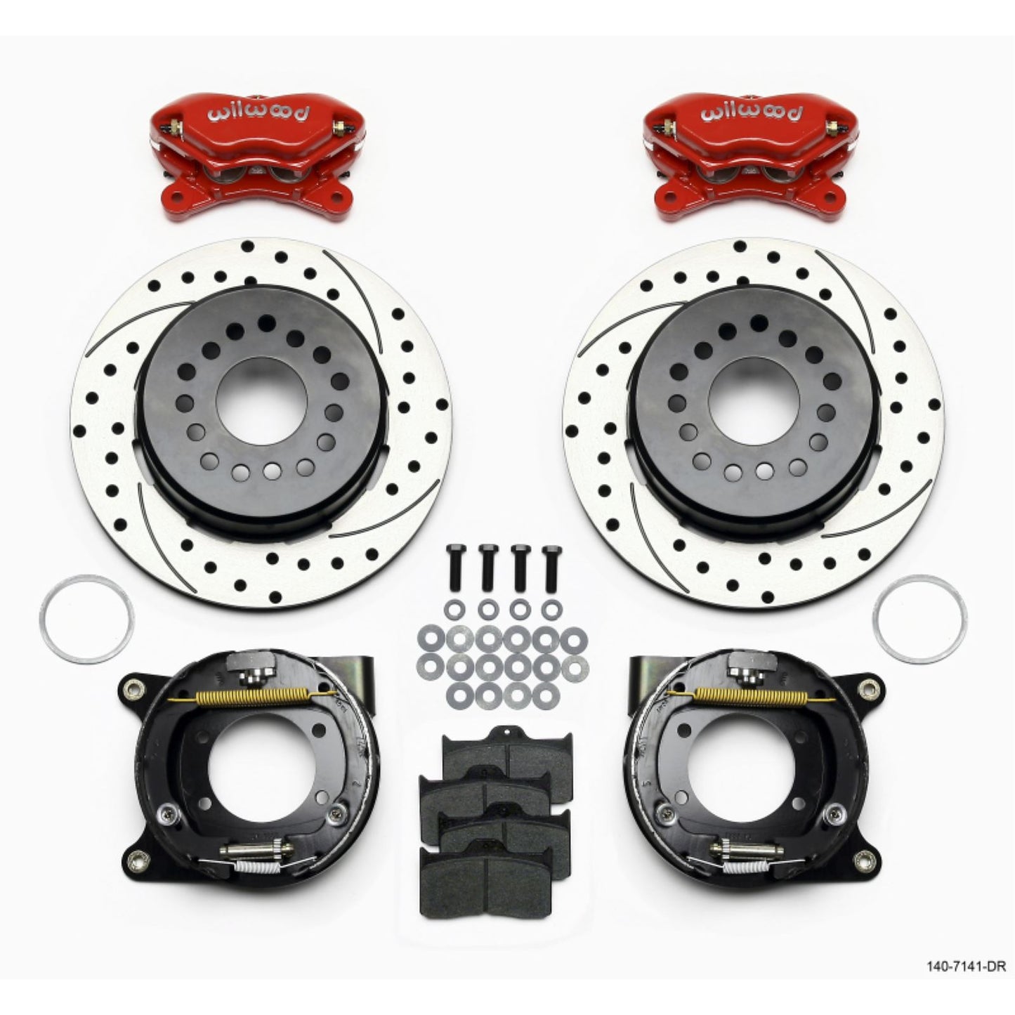 Wilwood Forged Dynalite P/S P-B Kit Drilled Red for Chevy 12 Bolt w/ C-Clips [MPN: 140-7141-DR]_1817718