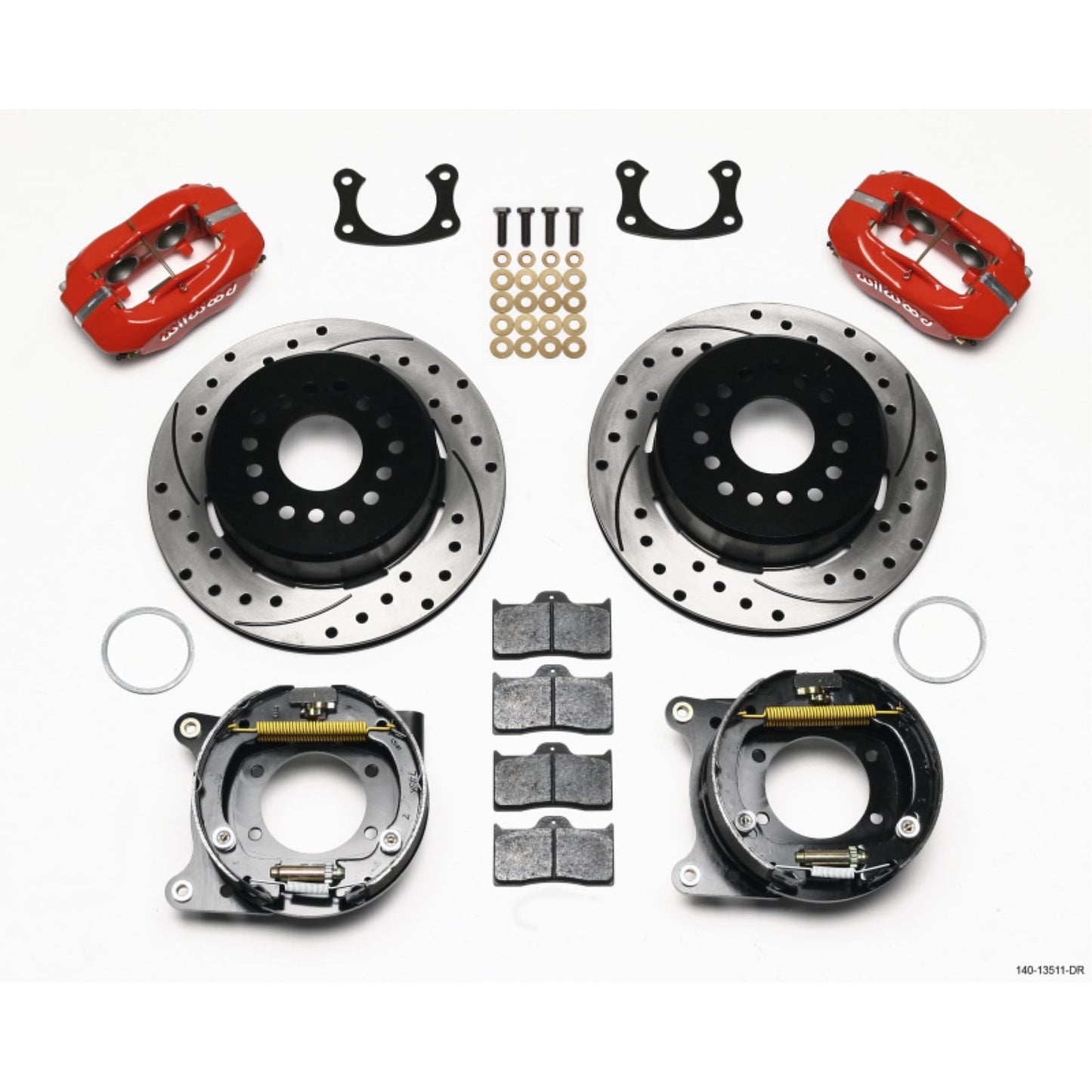 Wilwood Forged Dynalite P/S Park Brake Kit Drilled Red BOP Axle 2.75in [MPN: 140-13511-DR]_1817720