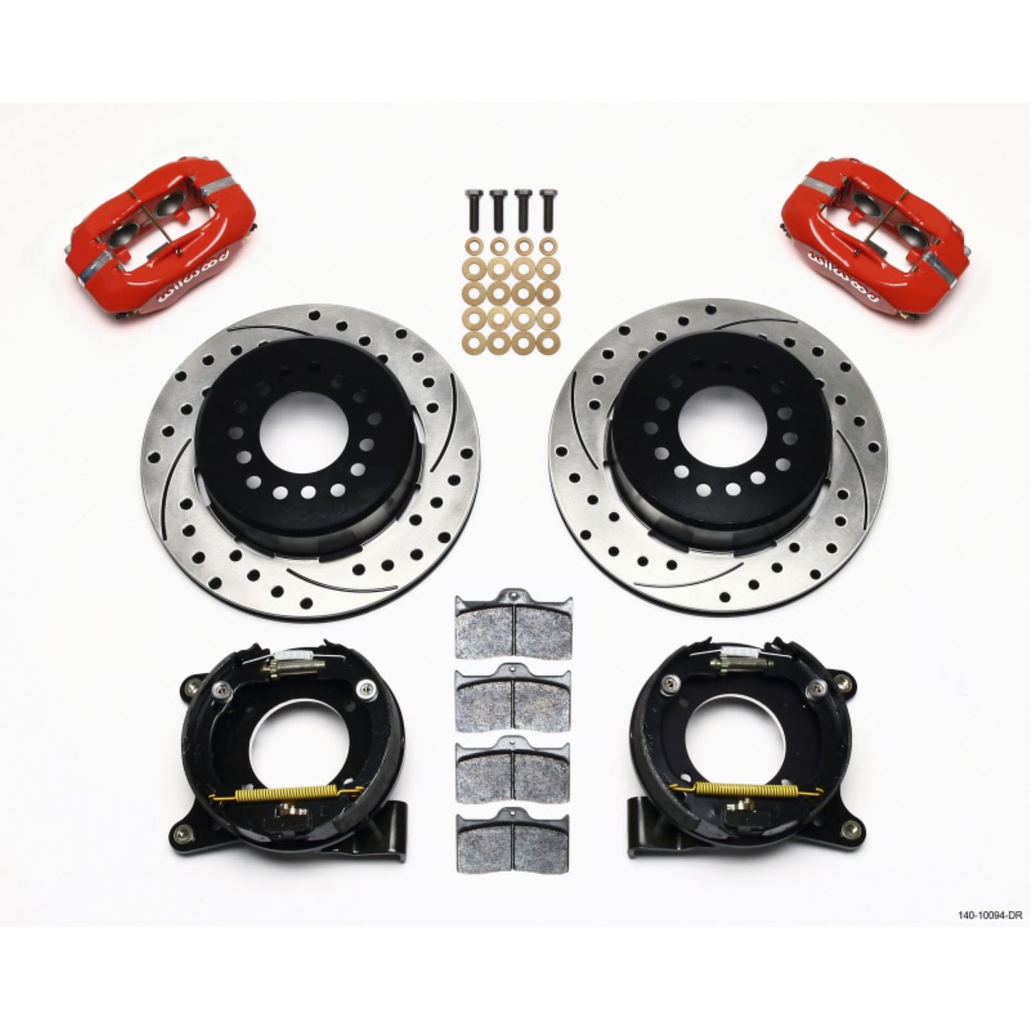 Wilwood Forged Dynalite P/S Park Brake Kit Drilled Red for Chevy C-10 [MPN: 140-10094-DR]_1817693