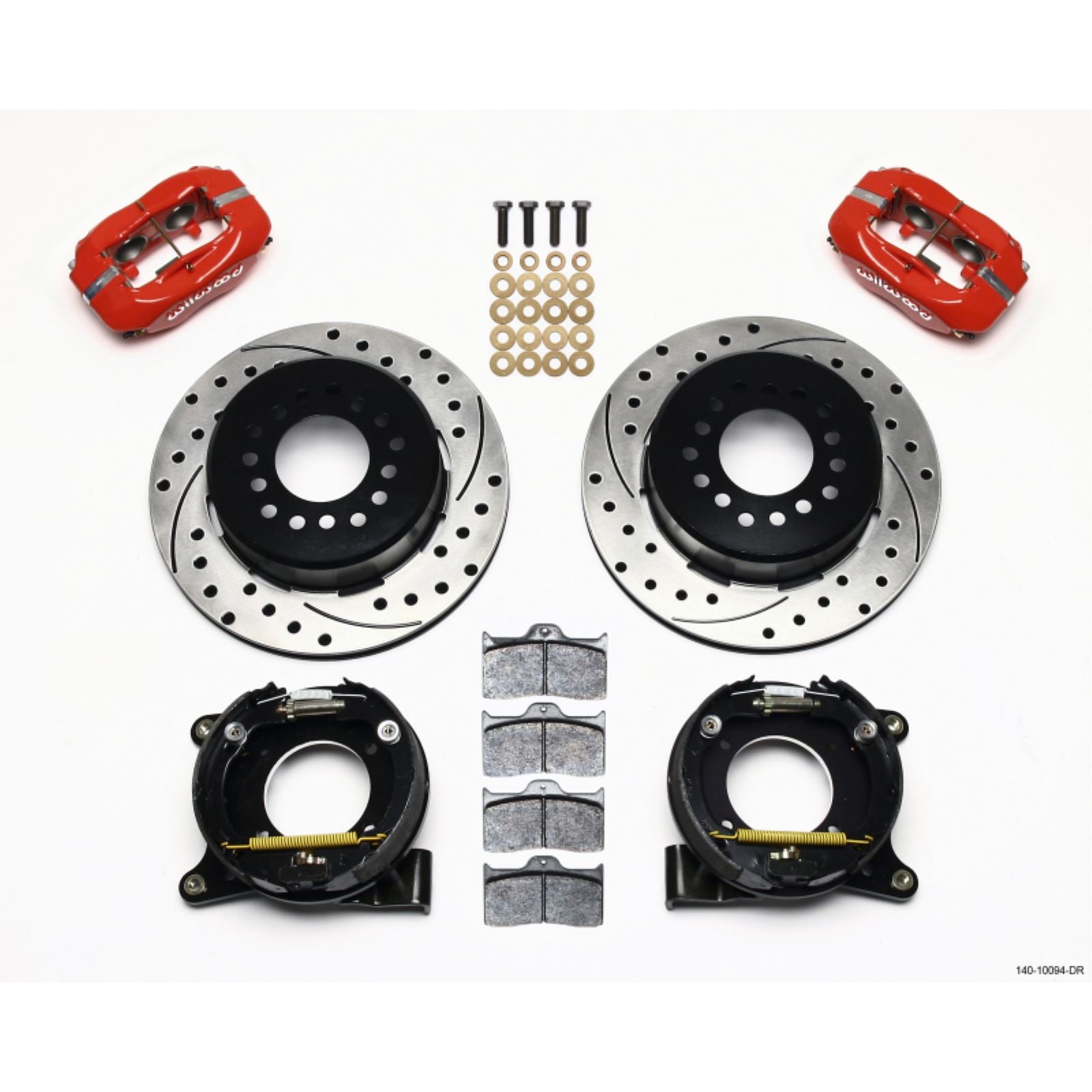 Wilwood Forged Dynalite P/S Park Brake Kit Drilled Red for Chevy C-10 [MPN: 140-10094-DR]_1817693