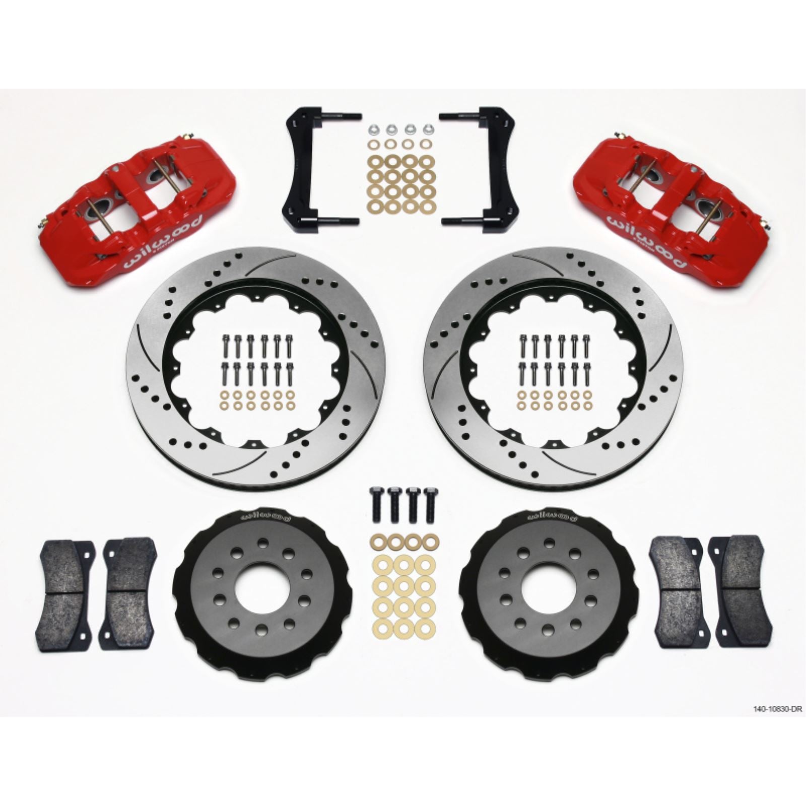 Wilwood AERO6 Front Hat Kit 14.00 Drilled - Red for 2005-2014 Mustang [MPN: 140-10830-DR]_1817846