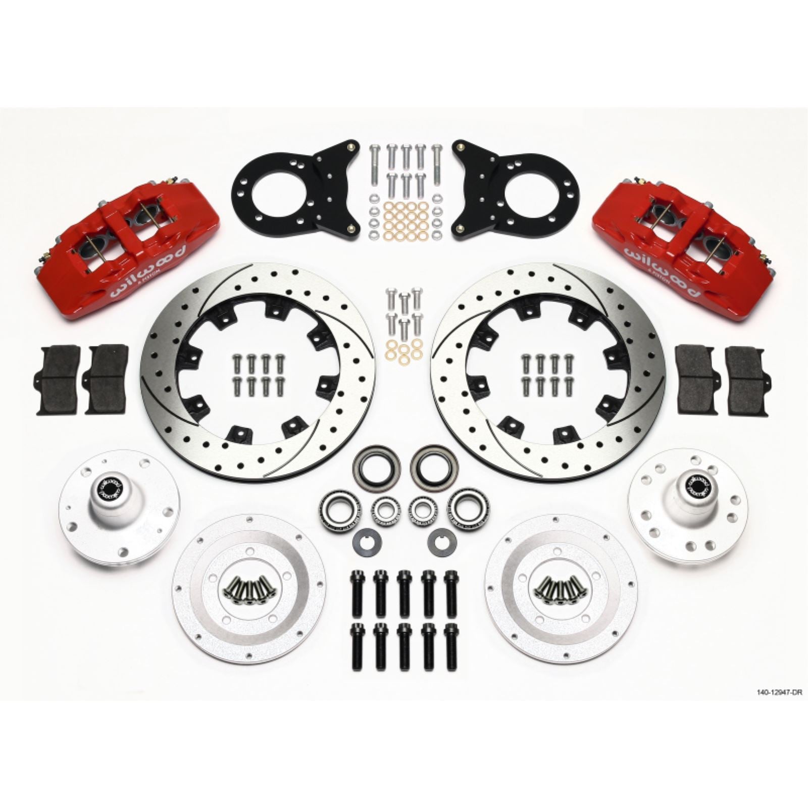 Wilwood Dynapro 6 Front Hub Kit 12.19in Drill - Red for 1965-1969 Mustang [MPN: 140-12947-DR]_1817930