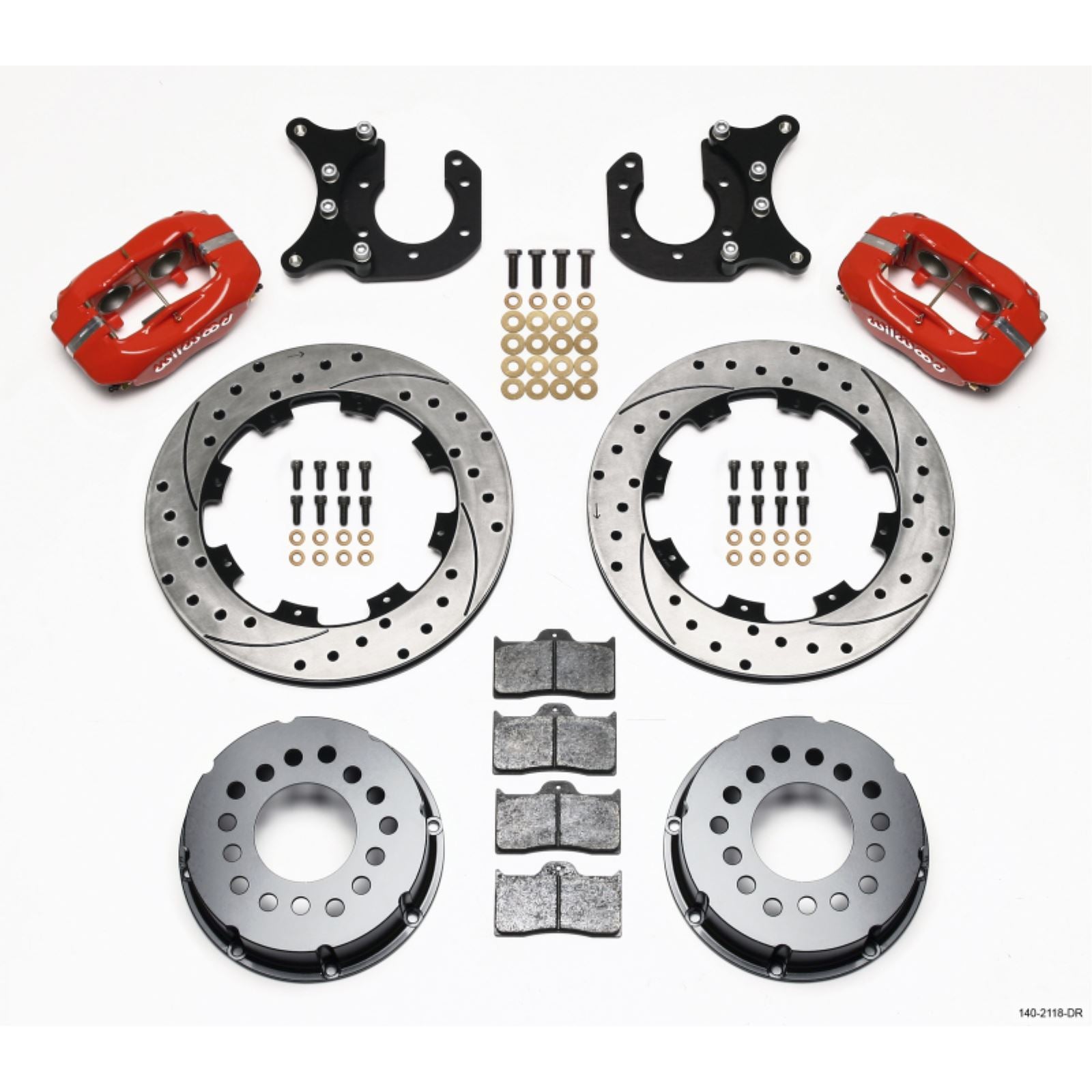 Wilwood Forged Dynalite P/S Rear Kit Drilled Red for New Big Ford [MPN: 140-2118-DR]_1817980