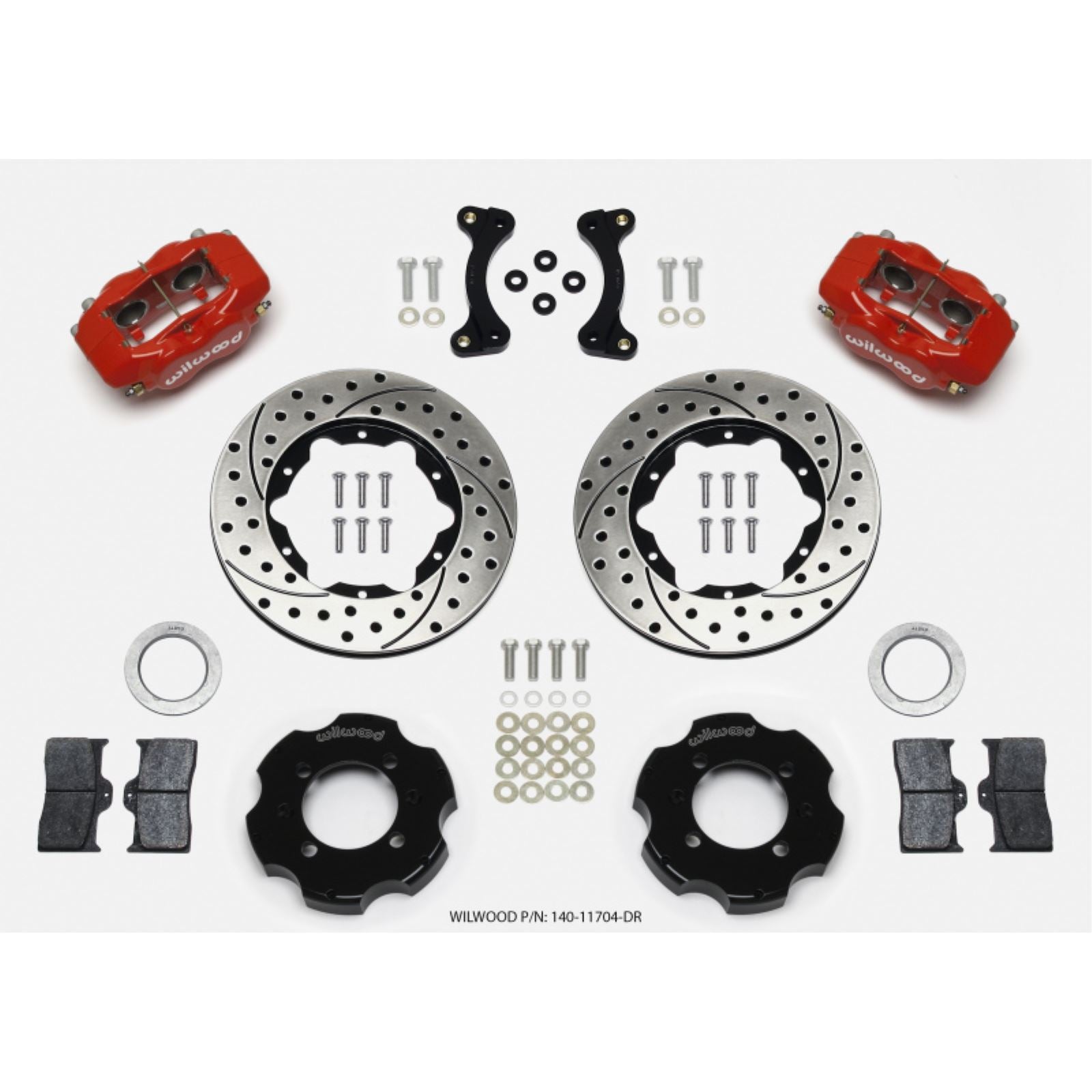 Wilwood Forged Dynalite Front Hat Kit 11.00in Drilled - Red for 95-05 Miata [MPN: 140-11704-DR]_1818037