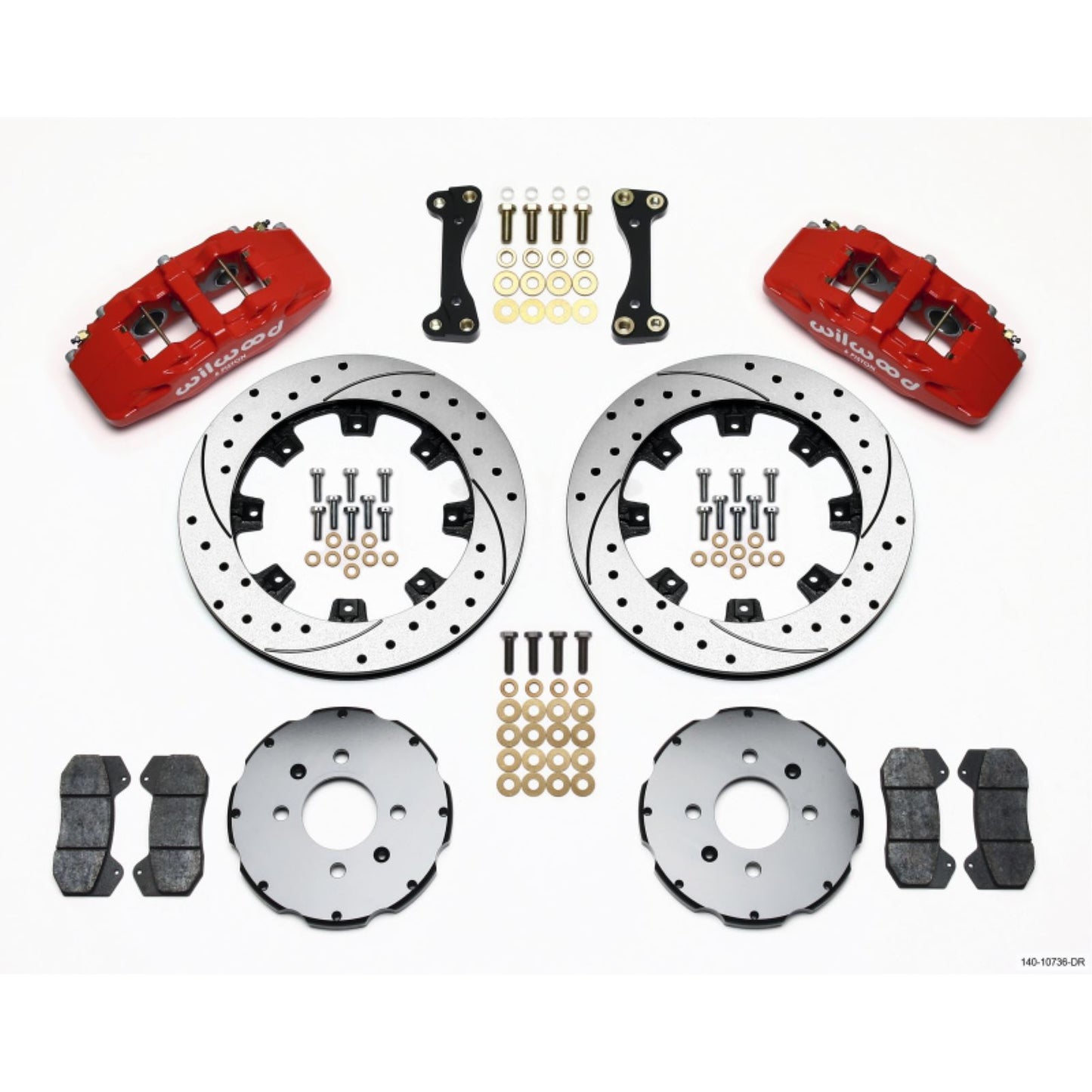 Wilwood Dynapro 6 Front Hat Kit 12.19in Drilled - Red for 90-99 Civic [MPN: 140-10736-DR]_1818051